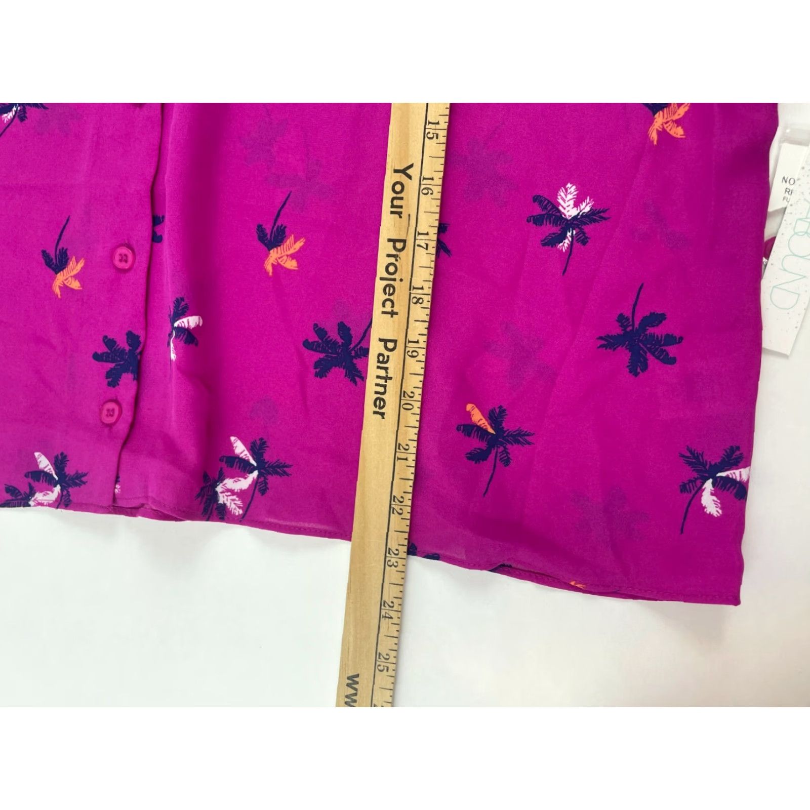 Vintage ABOUND Cropped Top Women's XL Purple "Coconut Tree" Pocket Button Up Tee NWT Shirt Size XL / US 12-14 / IT 48-50 - 5 Thumbnail