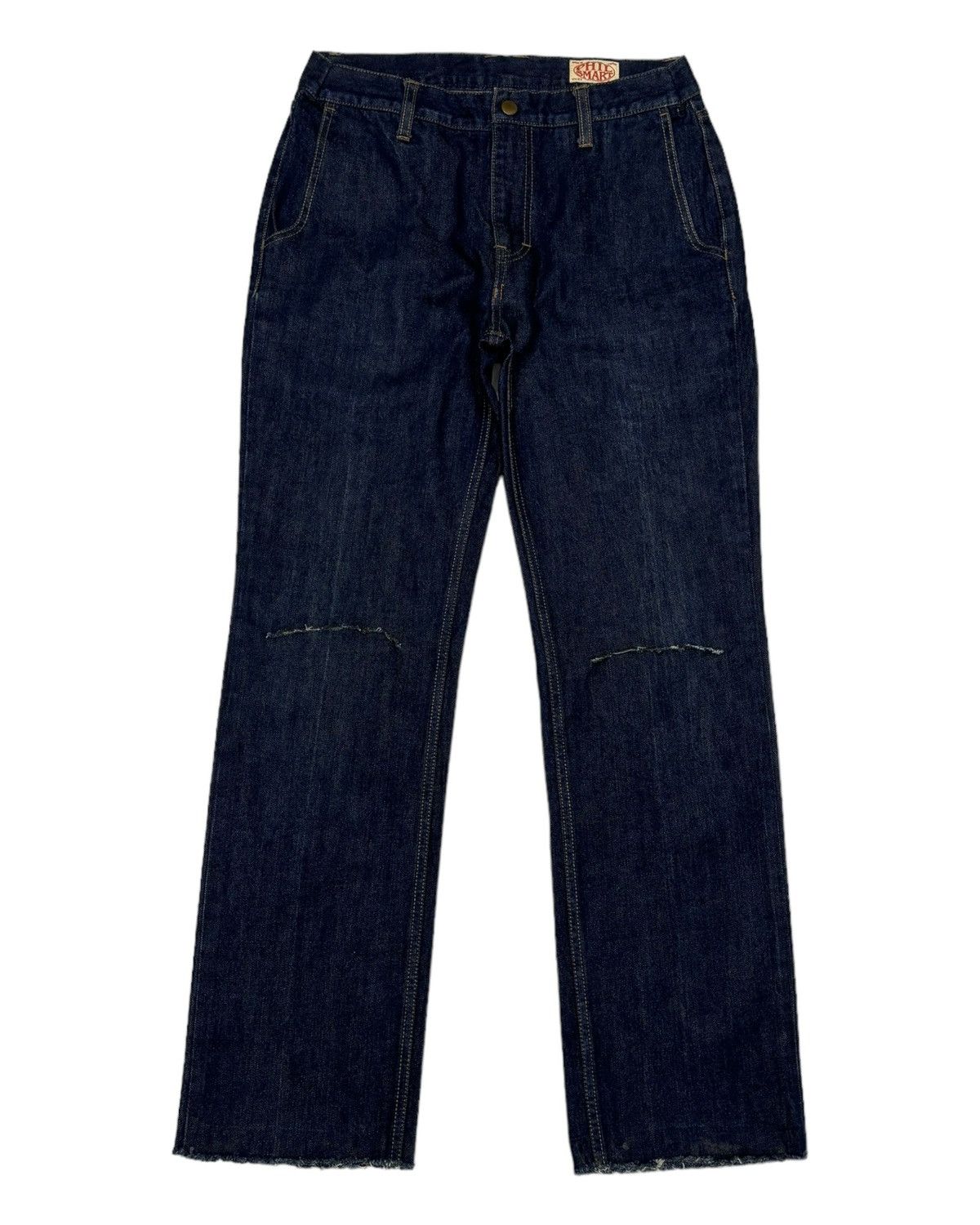 Kapital 🔥PHIL SMART UNION MADE BLUE JEANS RIPPED KNEE DENIM Size US 29 - 7 Thumbnail