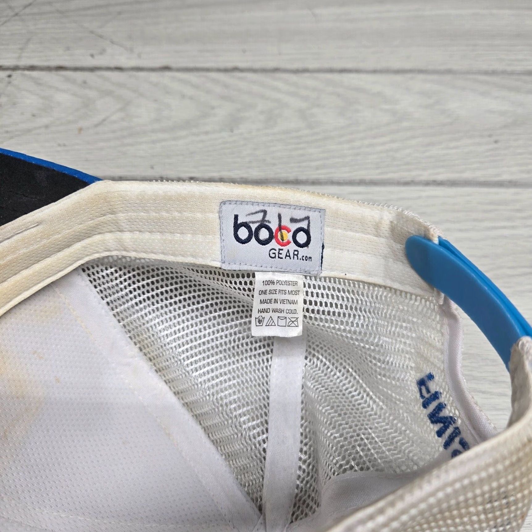 Vintage BOCO Gear Hat Adjustable Blue White Snapback Trucker Cap Running Festival Coastal Delaware Size ONE SIZE - 6 Thumbnail