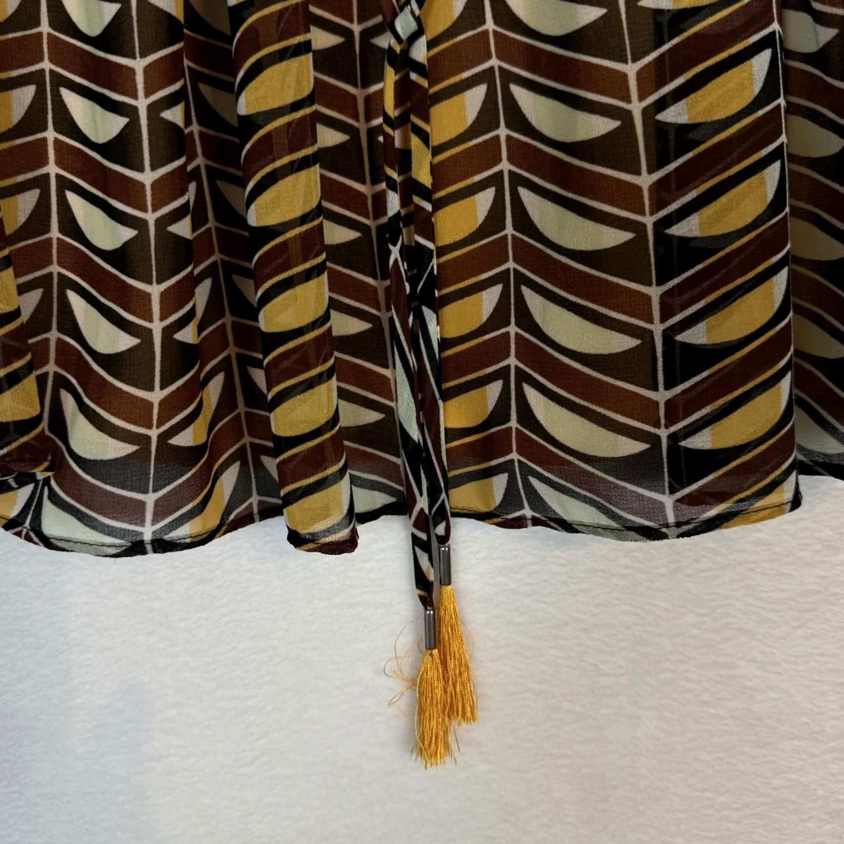 Scotch & Soda Scotch & Soda Mini Skirt Women’s XS Rust Black Gold Ruffled Tassel Cotton W217 Size 26" / US 2 / IT 38 - 4 Thumbnail