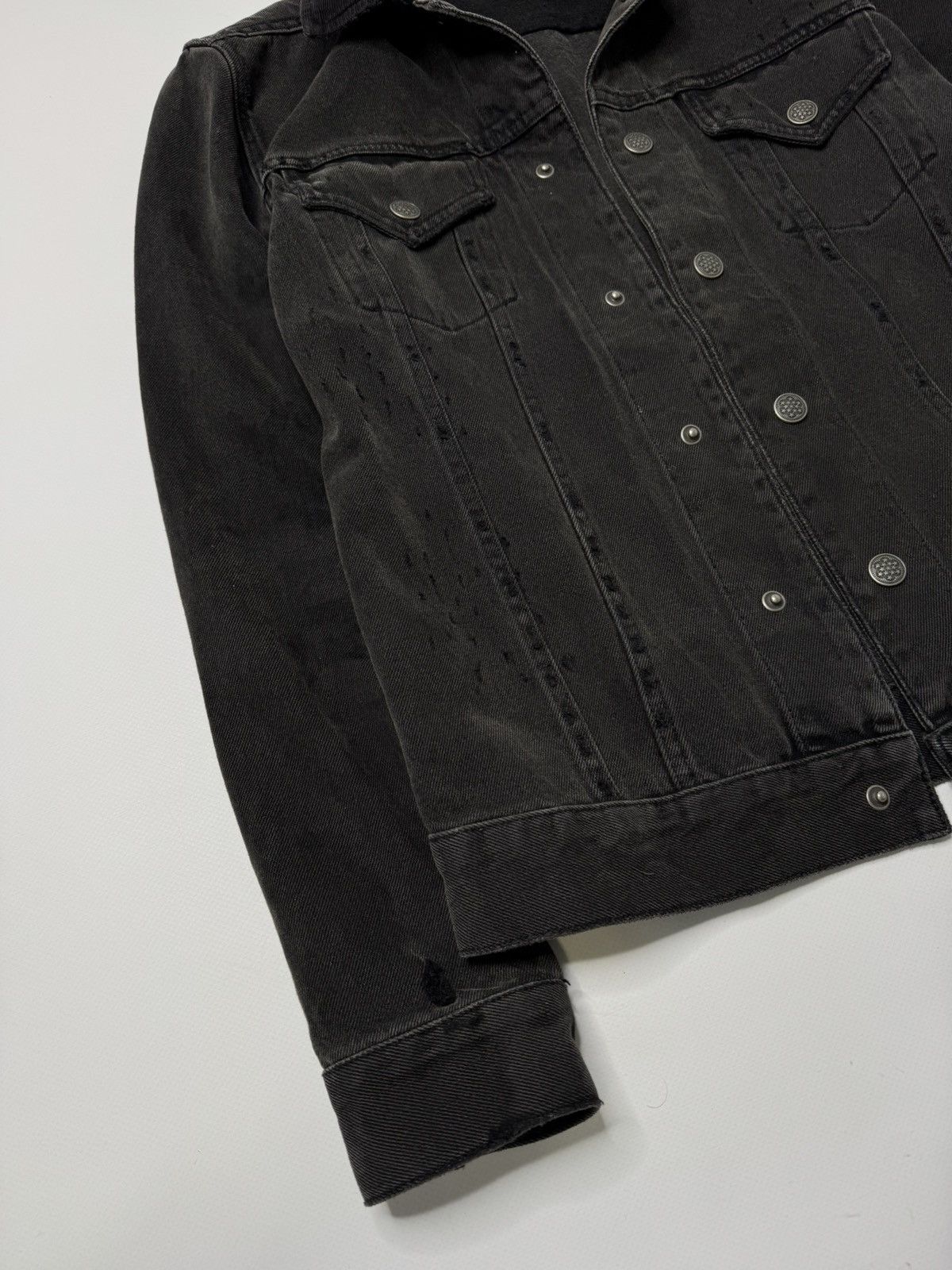 Allsaints Black distressed Allsaints designer denim jacket swag slp 00 Size US M / EU 48-50 / 2 - 5 Thumbnail