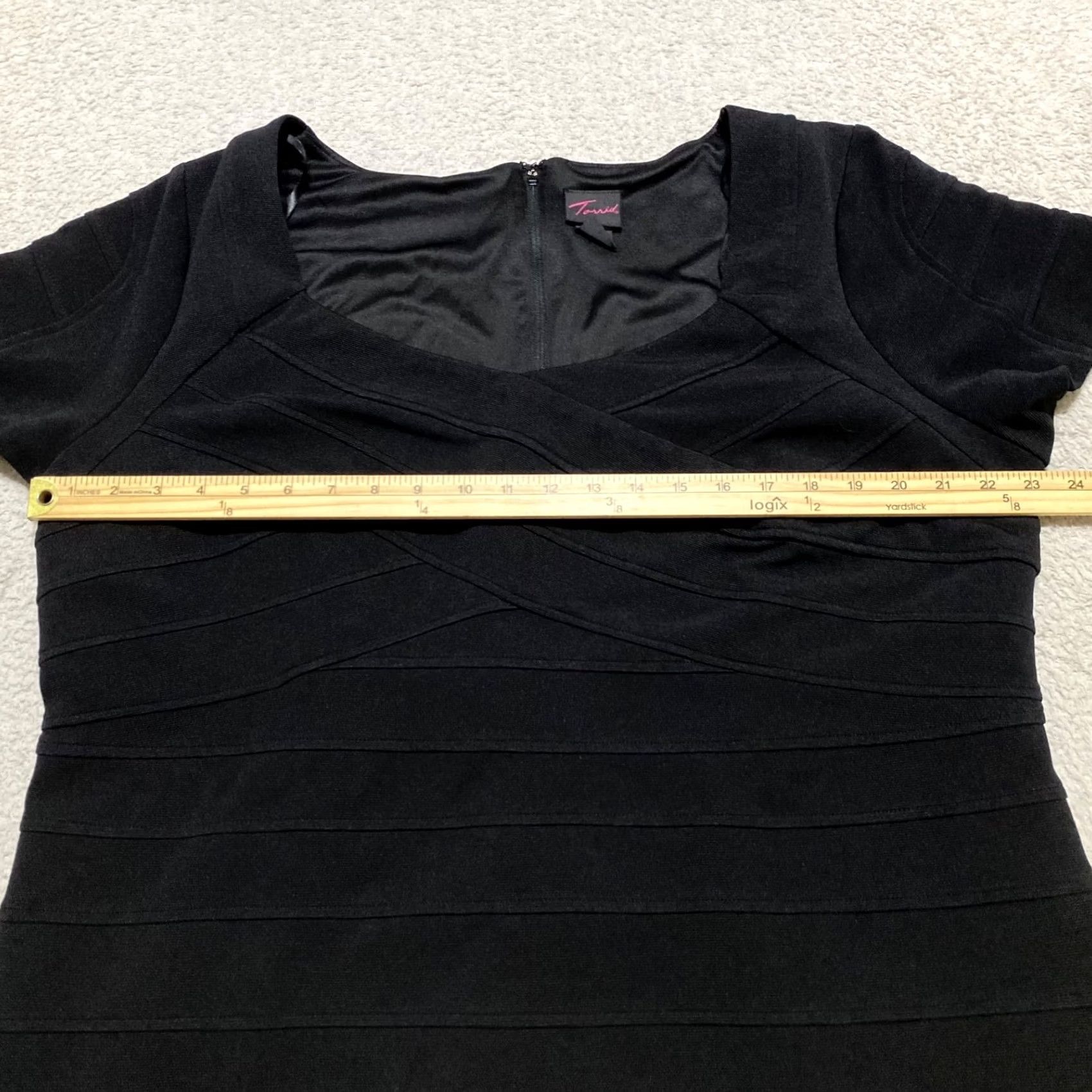 Torrid Torrid Dress Black Short Sleeve Bodycon Square Neck 4X Plus Adult Womens Party/Cocktail Formal Casual Stretch Size 40" / US 18 - 6 Thumbnail