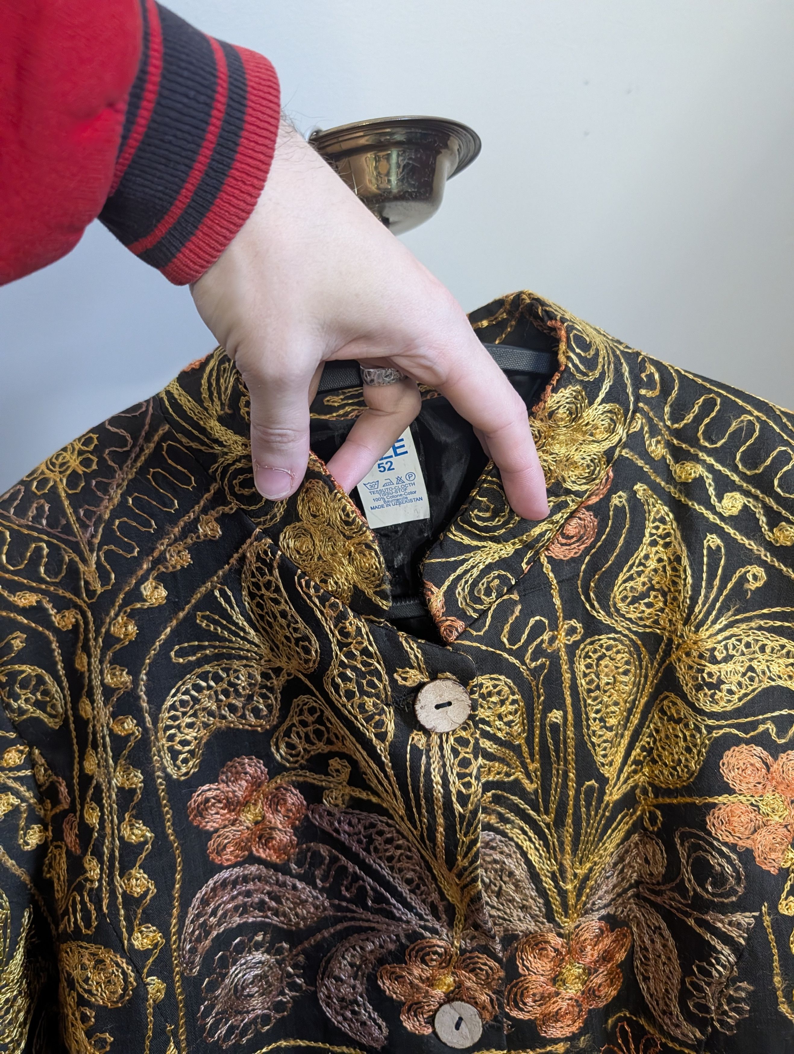 Handmade Uzbekistan handmade chain stitch floral button up jacket Size XL / US 12-14 / IT 48-50 - 3 Thumbnail
