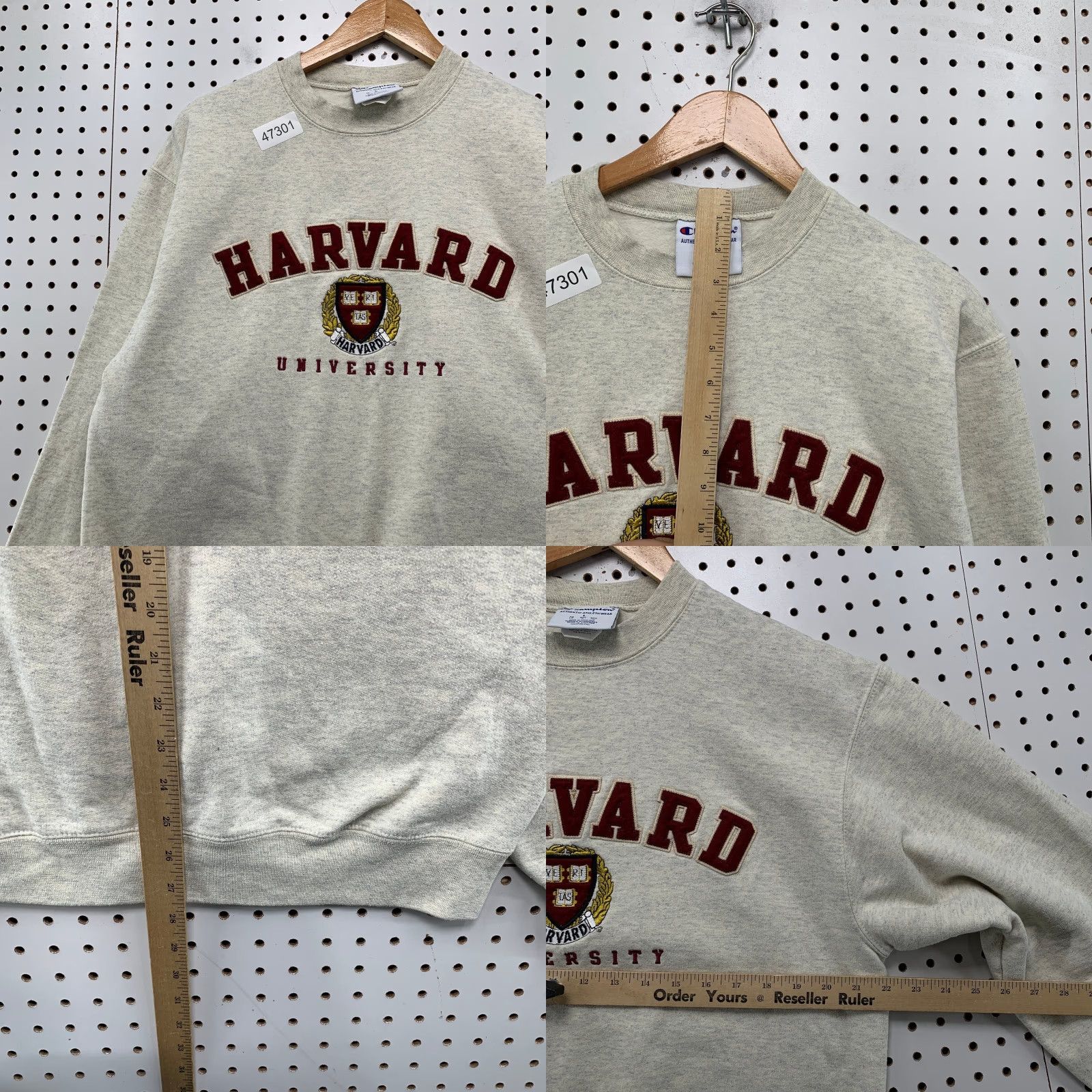 Champion VINTAGE Harvard University Sweatshirt Mens Large Gray Embroidered Fleece Crewneck Size US L / EU 52-54 / 3 - 8 Thumbnail