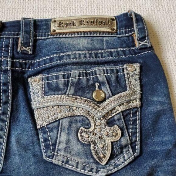 Rock Revival Rock Revival Bootcut Decorative Pockets Blue Sz. 28 Jeans Size 28" / US 6 / IT 42 - 5 Thumbnail