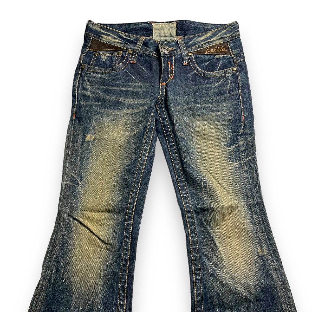 If Six Was Nine × Japanese Brand × Le Grande Bleu (L.G.B.) 🇯🇵 LOLITA RUSTY SUPER FLARE DENIM PANTS Size 30" / US 8 / IT 44 - 3 Thumbnail