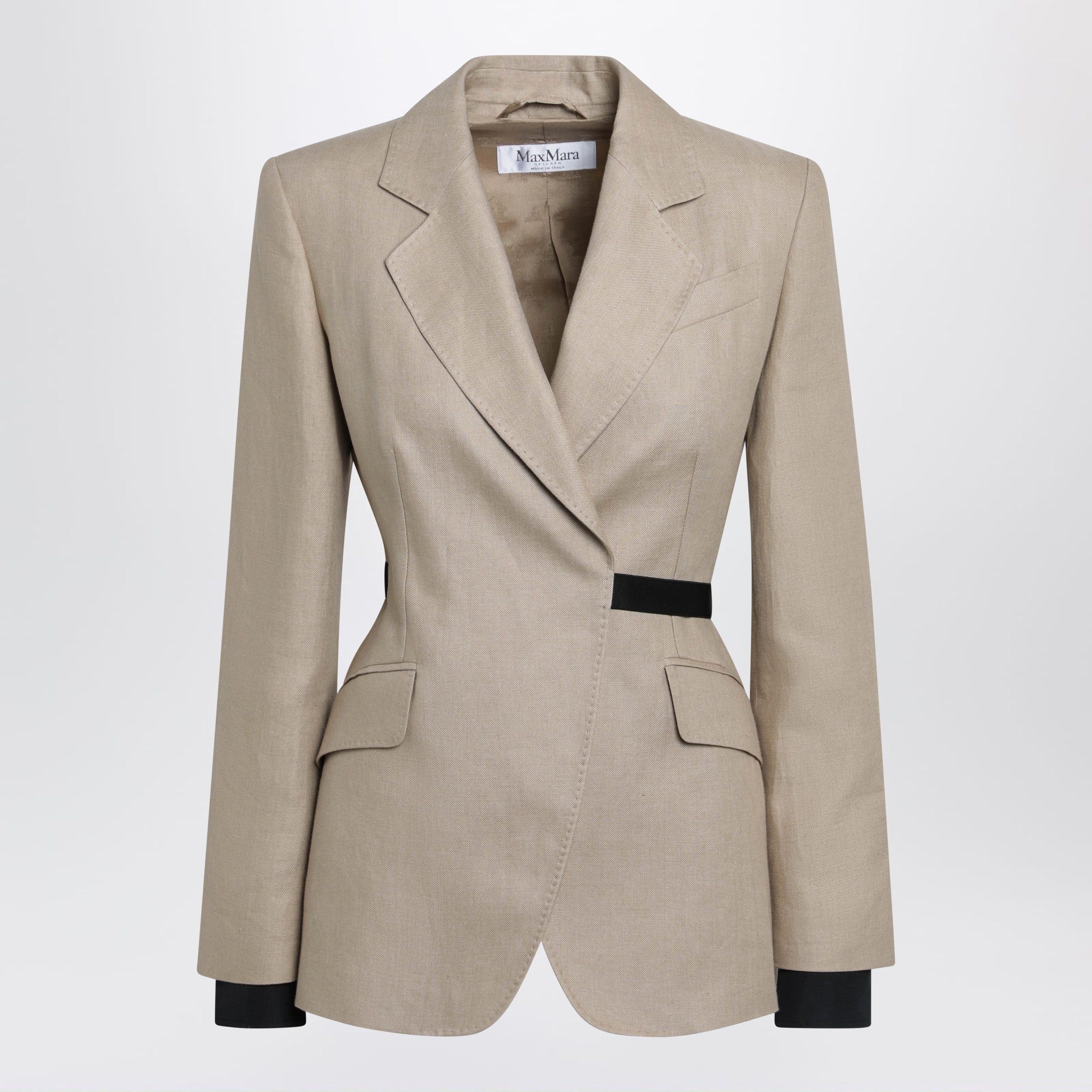 Max Mara Max Mara Double-Breasted Pure Linen Blazer In Camel Size L / US 10 / IT 46 - 1 Thumbnail