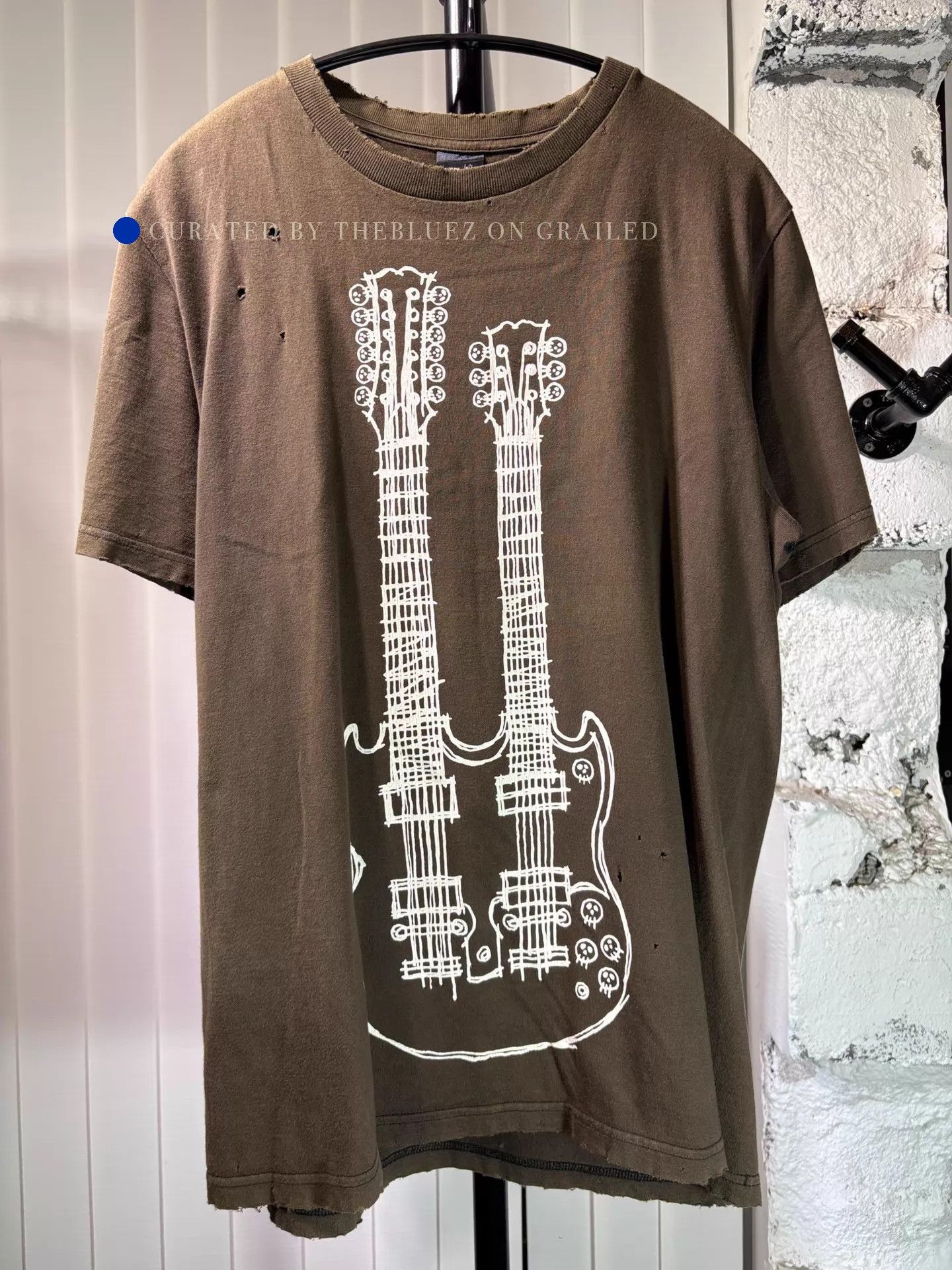 Number (N)ine Distressed Brown Guitar Graphic Tee Size US M / EU 48-50 / 2 - 1 Thumbnail