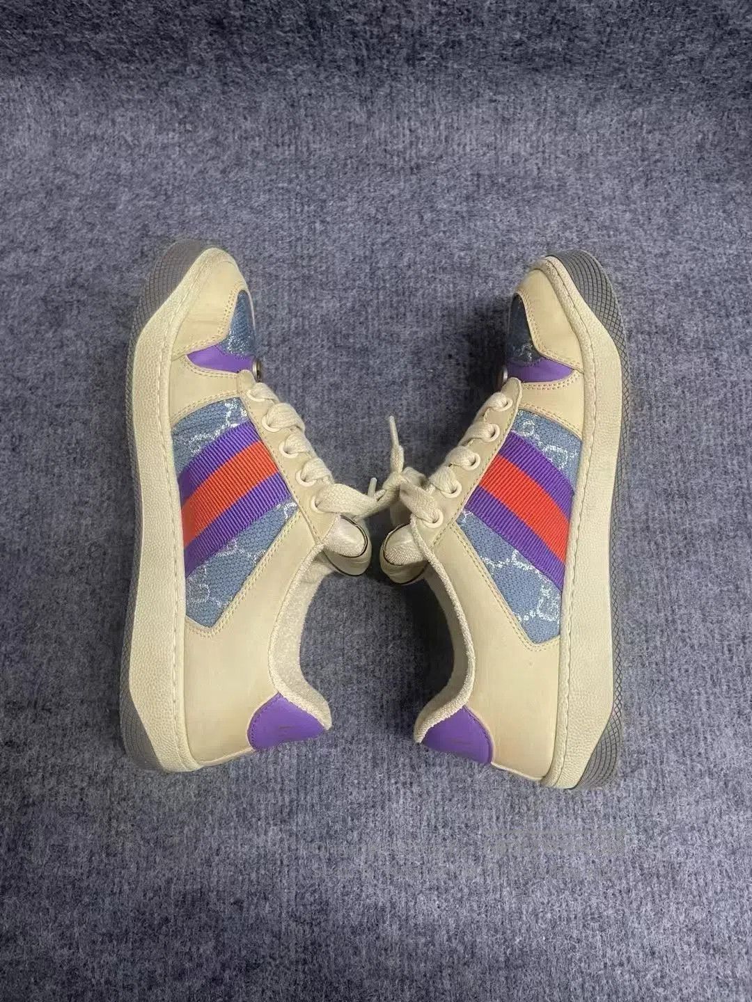 Gucci Gucci Screener Leather GG Blue Sneakers. Size US 4.5 / IT 34.5 - 7 Thumbnail