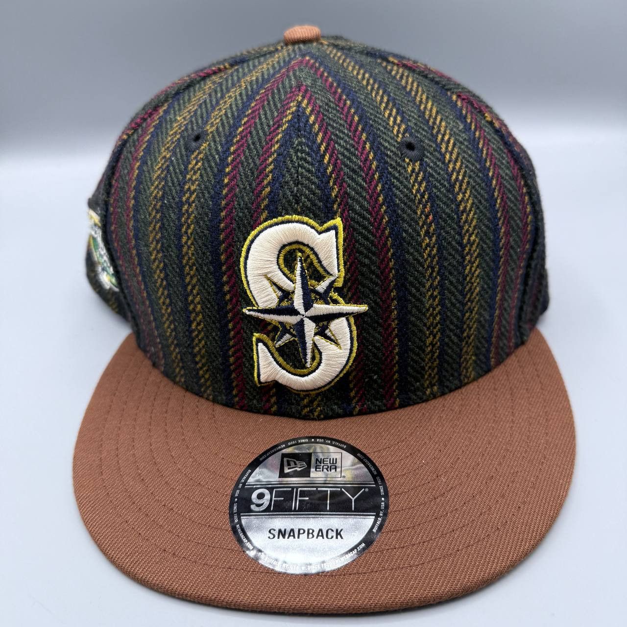 New Era Seattle Mariners Hat Men Vintage Herringbone Snap Back Cap Size ONE SIZE - 3 Thumbnail