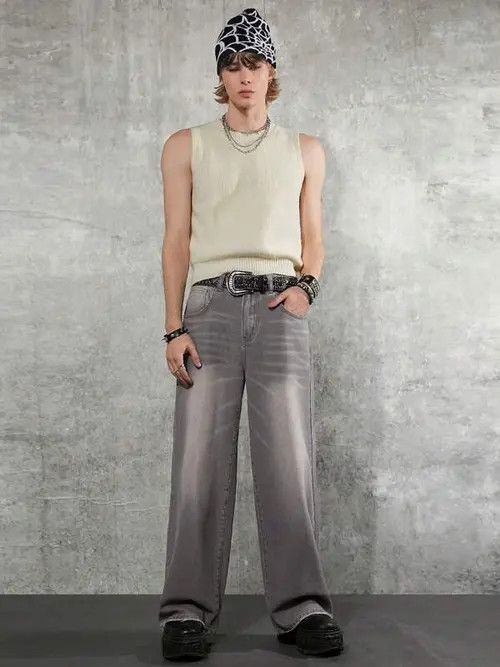 Japanese Brand × Vintage Washed Loose Fit 90s Jeans Y2k Size US 33 - 4 Thumbnail