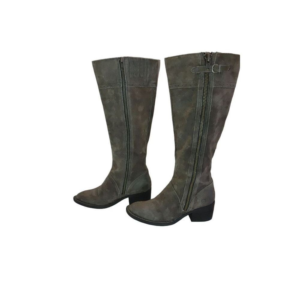 Born Born Poly Suede Zip Detail Distressed Riding Boots Size 6M Size US 6 / IT 36 - 3 Thumbnail
