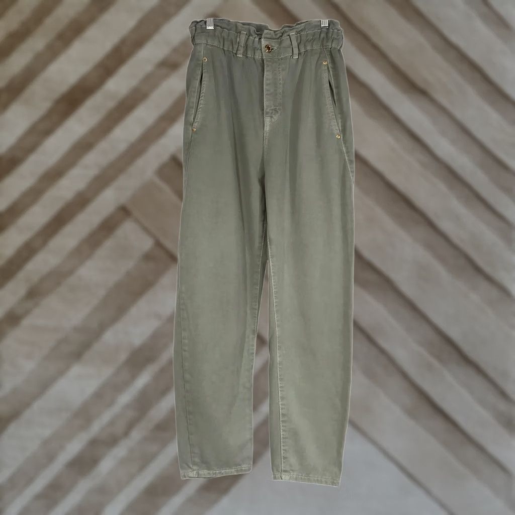 Zara Zara Pants Olive Green Lightweight Paperbag Waist Casual Comfort Size 4 Women Size 27" / US 4 / IT 40 - 1 Thumbnail