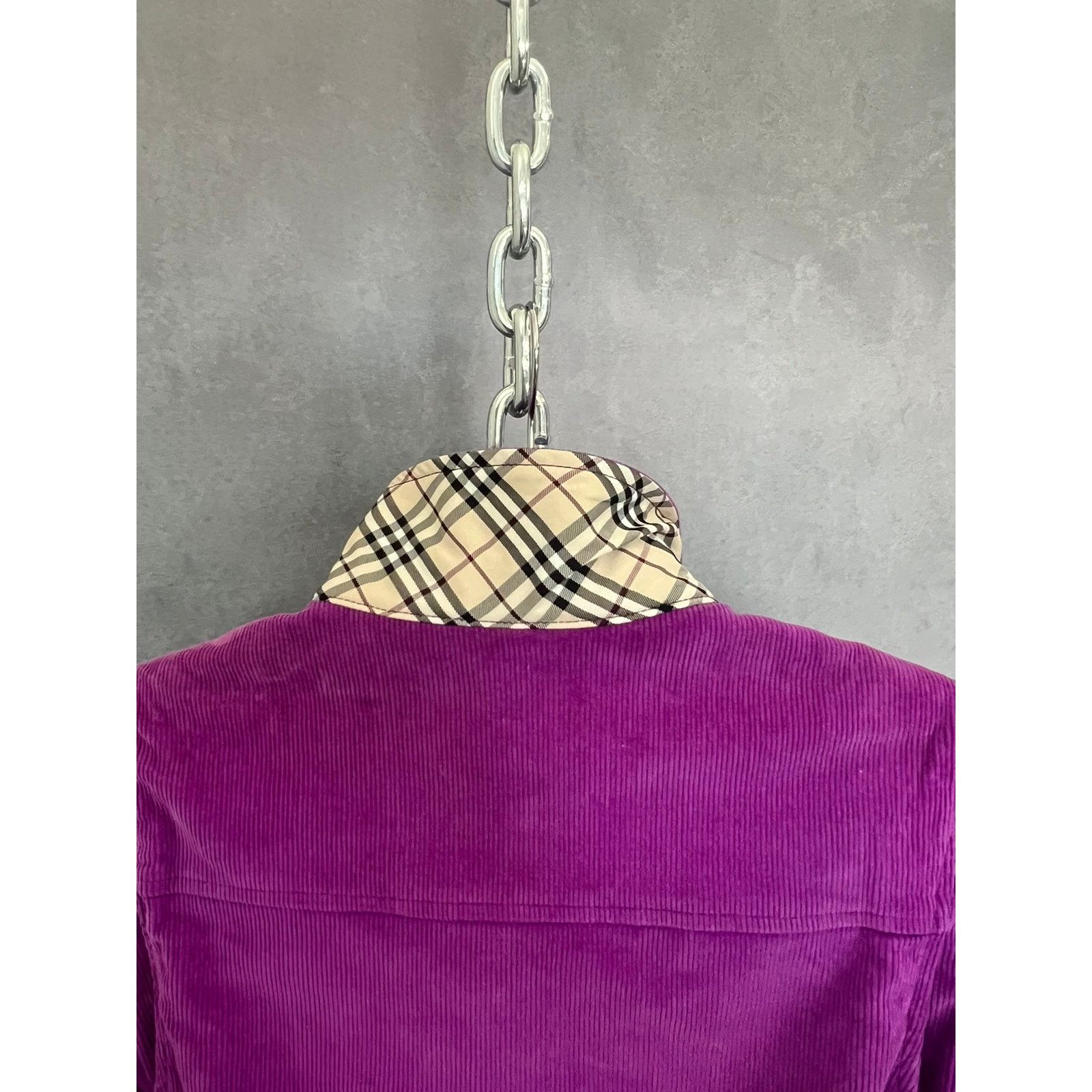 Burberry 90s purple burberry corduroy type 2 buckle back jacket Size M / US 6-8 / IT 42-44 - 8 Thumbnail