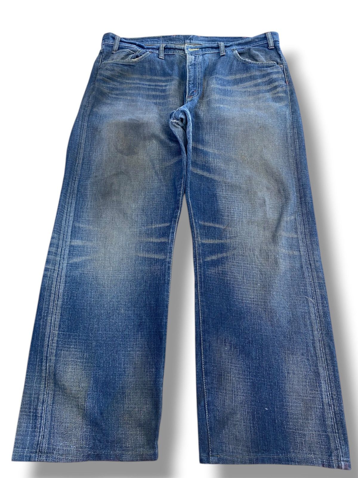 Japanese Brand Glheart Whiskers Faded Wash Style Loose Jeans Size US 40 / EU 56 - 1 Thumbnail