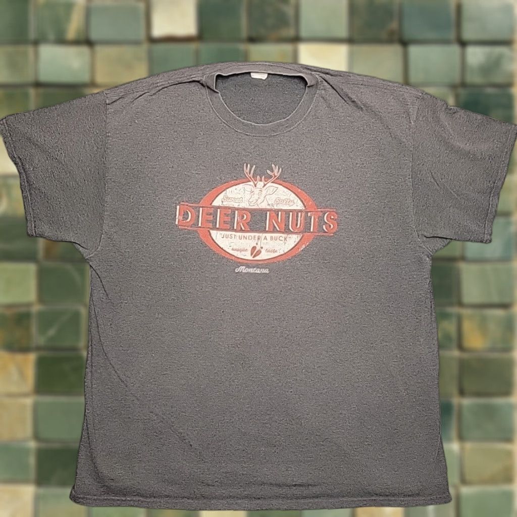 Vintage Deer Nuts T Shirt Mens XL Gray Funny Montana Graphic Tee Outdoor Humor Retro Size US XL / EU 56 / 4 - 1 Thumbnail
