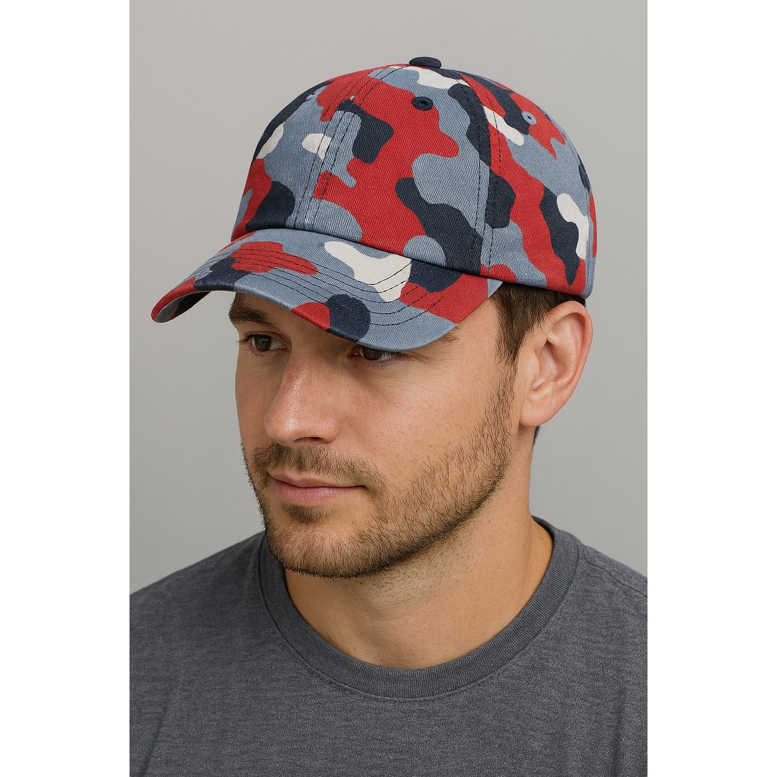 Other Baseball Cap - Adjustable - Red/White/Gray/Black Patterned Size ONE SIZE - 1 Thumbnail
