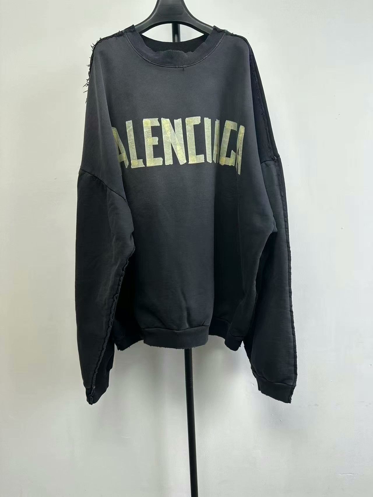 Balenciaga Tape Logo Distressed Sweatshirt Size XL