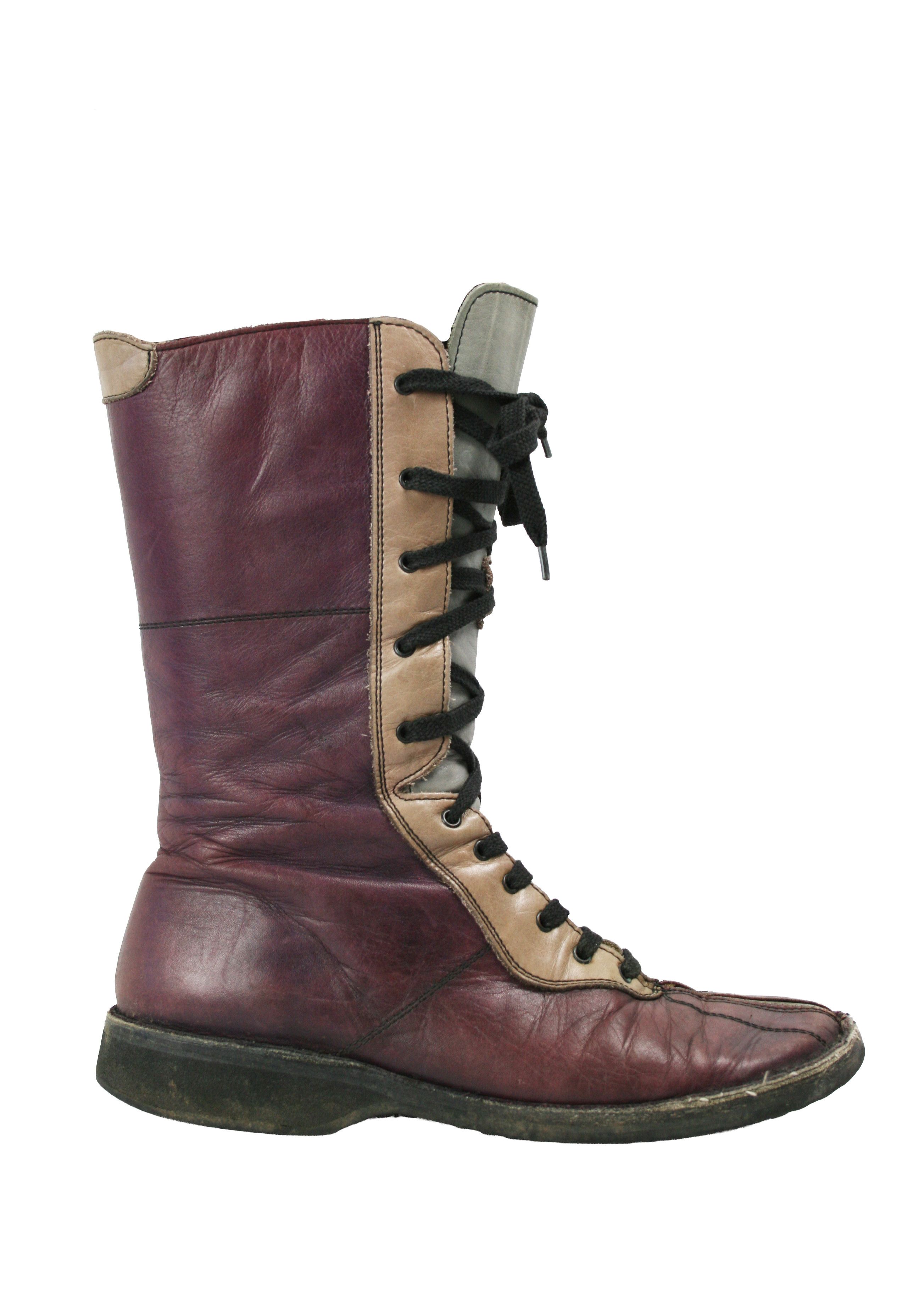 Japanese Brand Bubetti 00S Y2K Avant Garde Mid Crepe Leather Boots Vintage Size US 8 / IT 38 - 2 Thumbnail