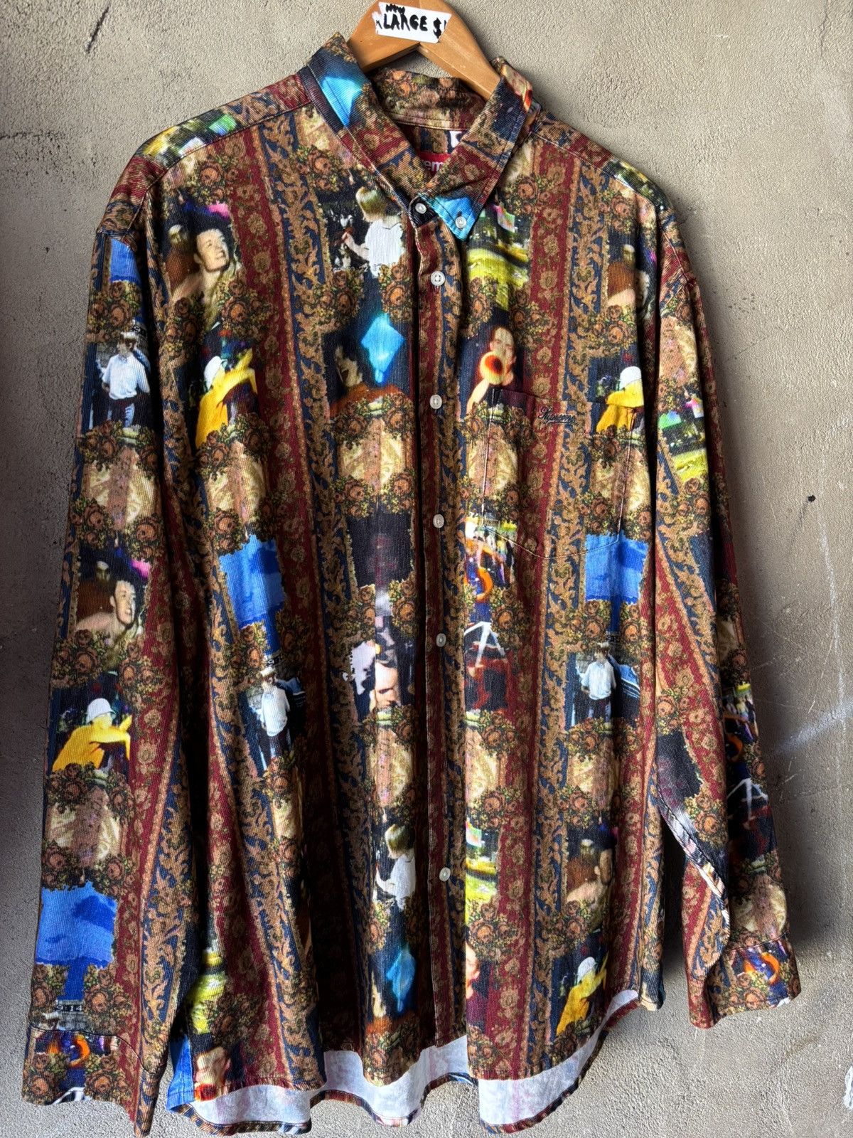 Supreme Mark Leckey Hardcore Printed Corduroy Shirt XLarge