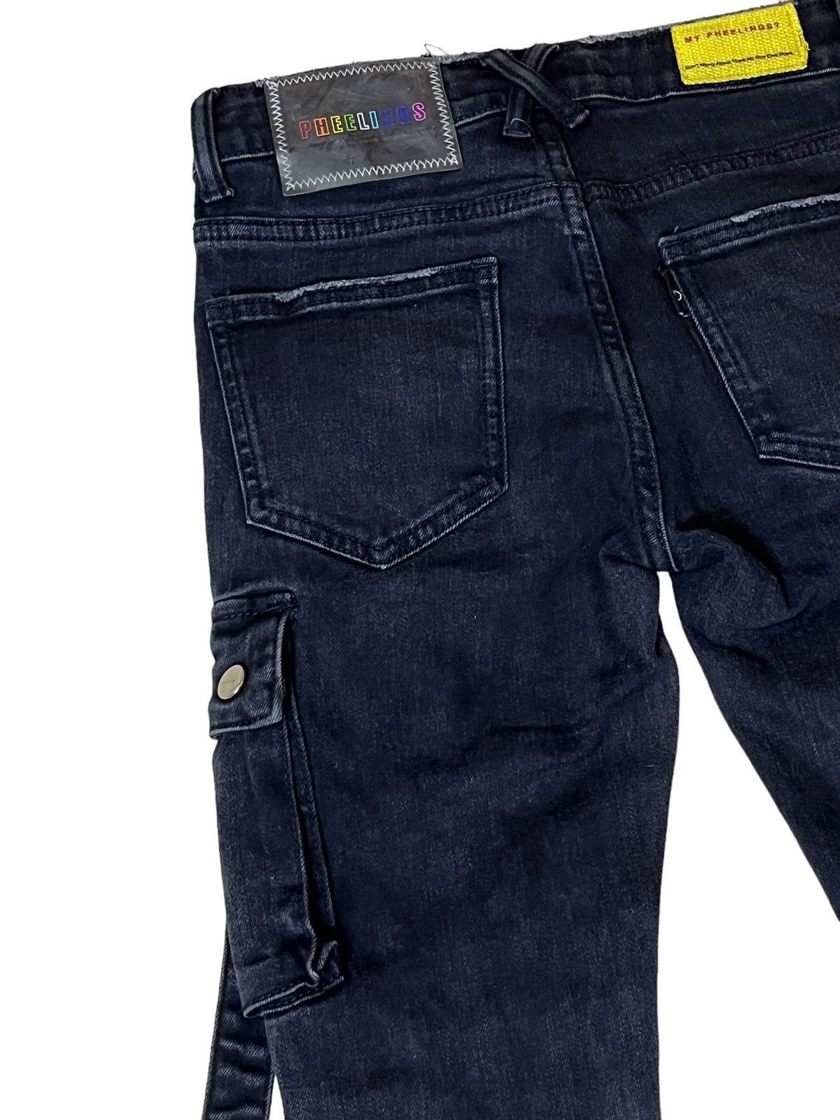 Le Grande Bleu (L.G.B.) SICK🔥PHEELINGS STACKED BONDAGE STRETCH COTTON FLARE JEANS Size US 30 / EU 46 - 11 Thumbnail