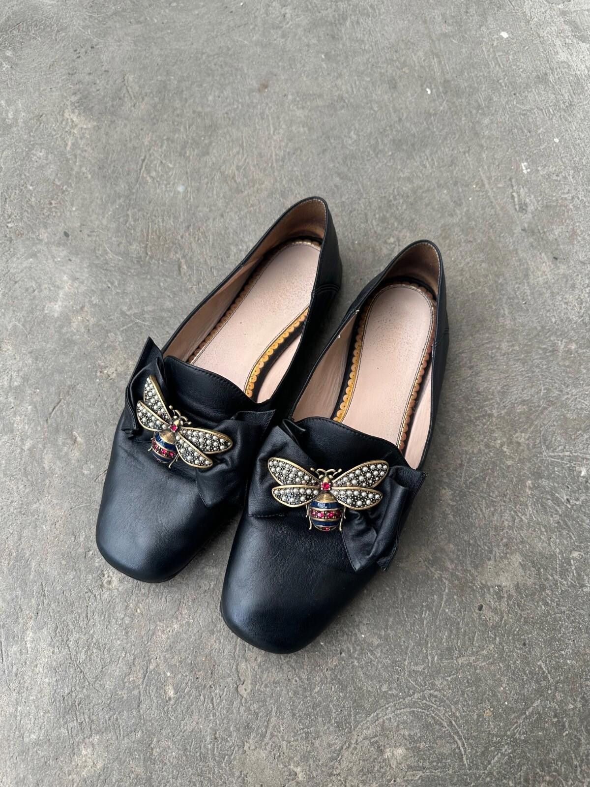 Gucci Gucci Black Queen Margaret Nappa Calfskin Leather Loafers 39 Size US 7.5 / IT 37.5 - 1 Thumbnail