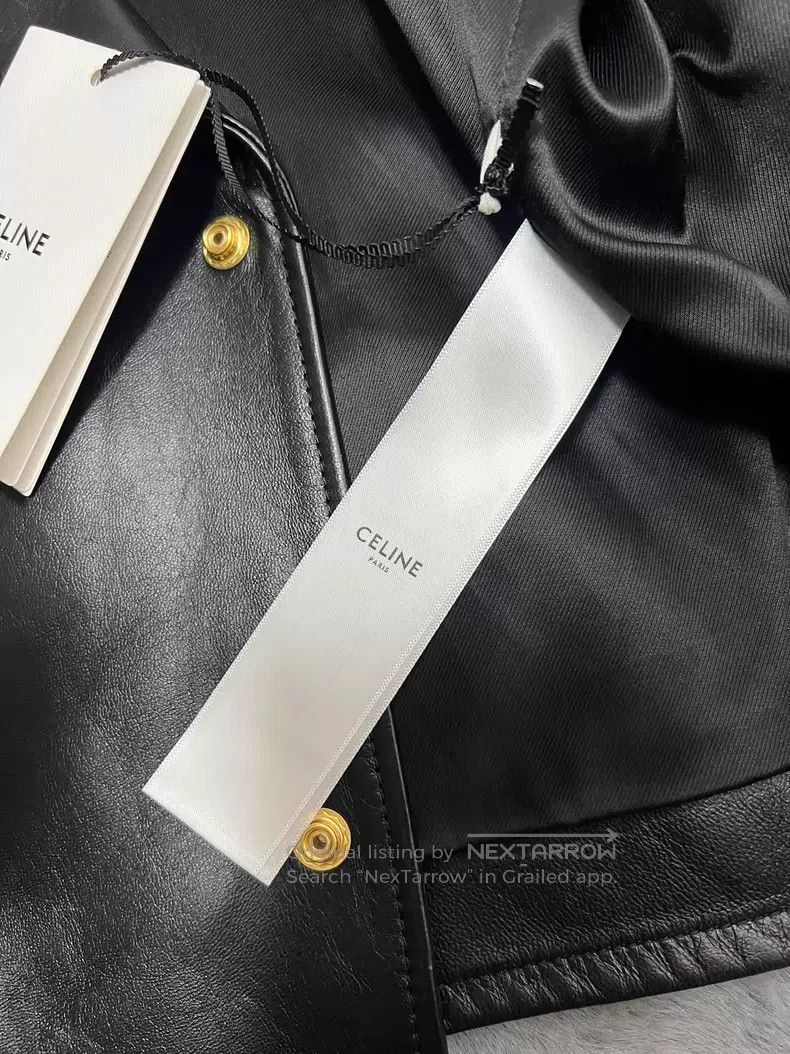 Celine Celine Leather Biker Jacket with Gold Buckle Size XS / US 0-2 / IT 36-38 - 4 Thumbnail