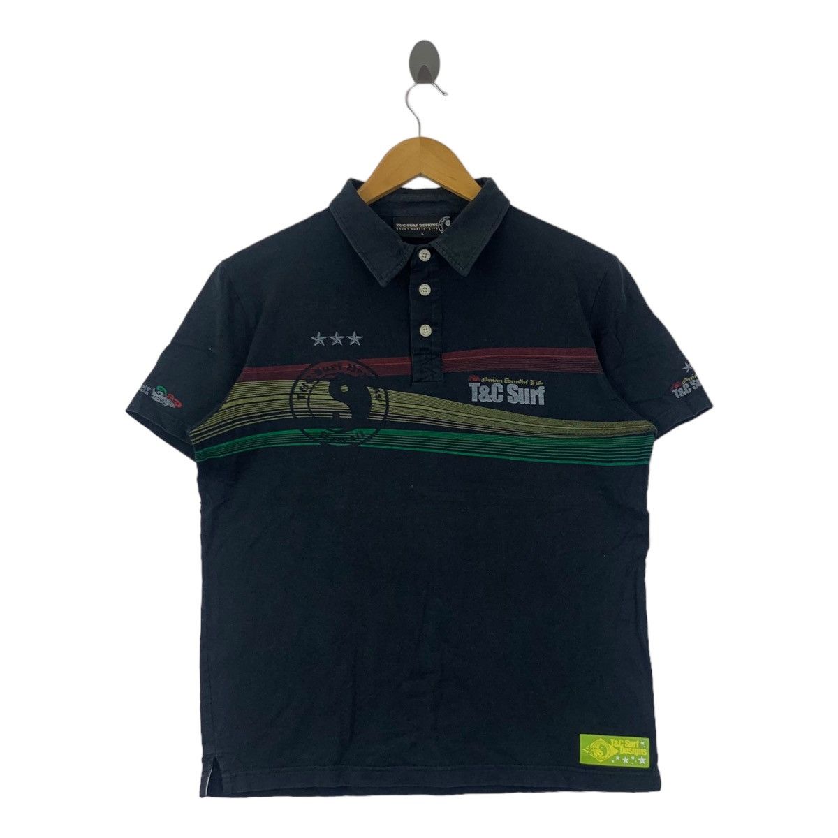 Vintage T&C SURF DESIGNS Hawaii Polo Tee Shirt Town Country