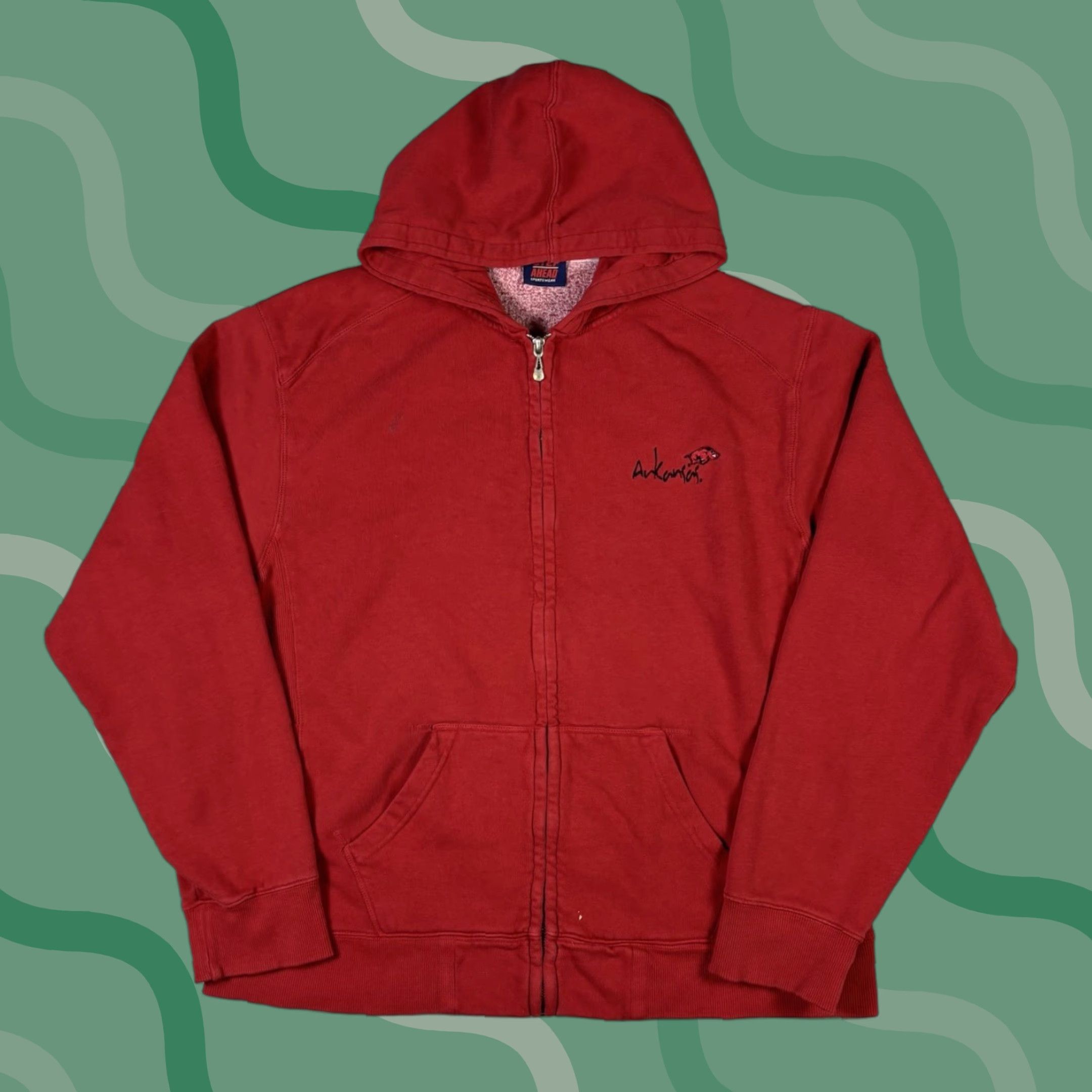 Vintage VINTAGE 90s Arkanasas University Full Zip Red Hoodie Mens L Size Size US L / EU 52-54 / 3 - 1 Thumbnail