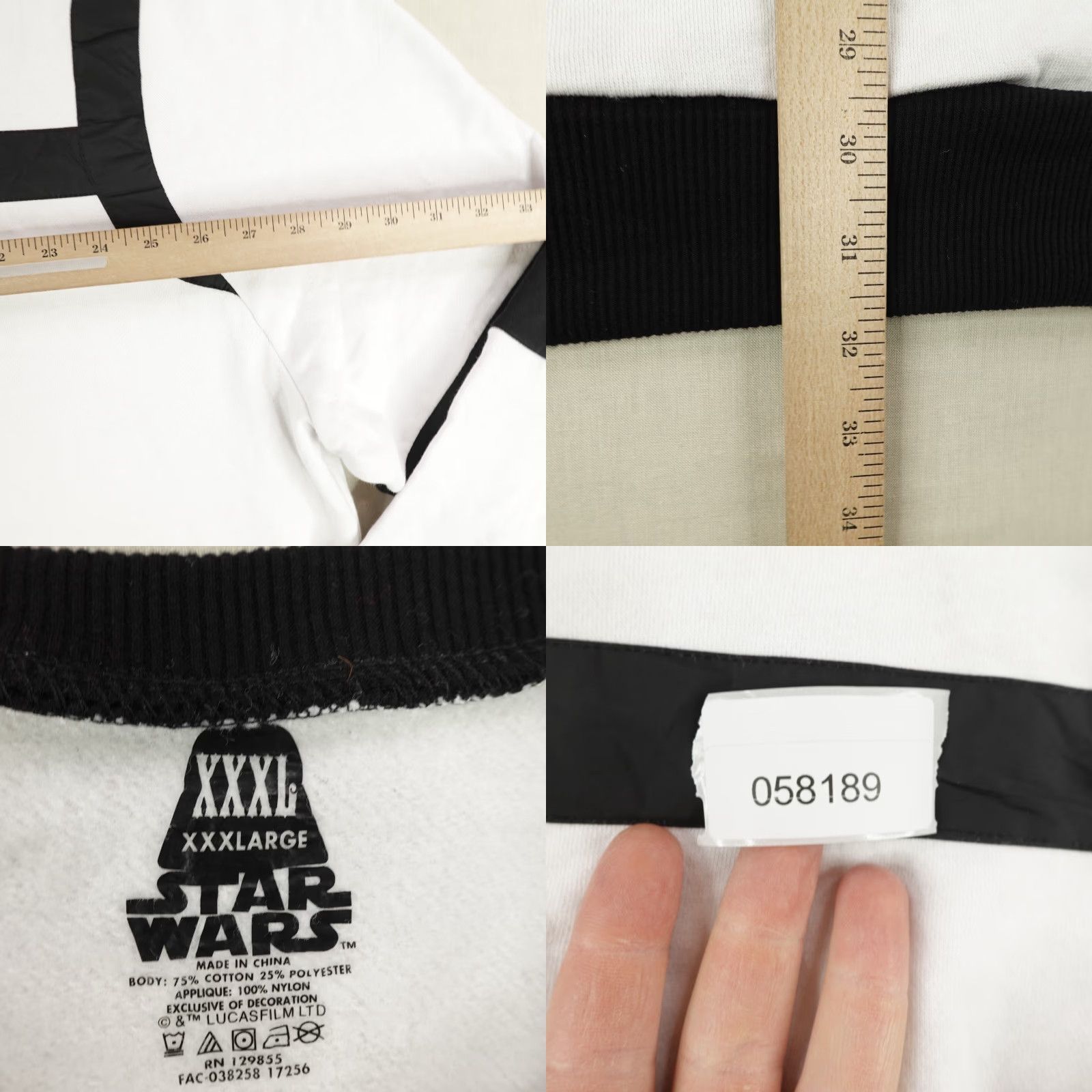 Disney VINTAGE Star Wars Sweatshirt Womens 3X White Black Disney Galactic Empire Trooper NEW Size XXL / US 16-18 / IT 52-54 - 8 Thumbnail
