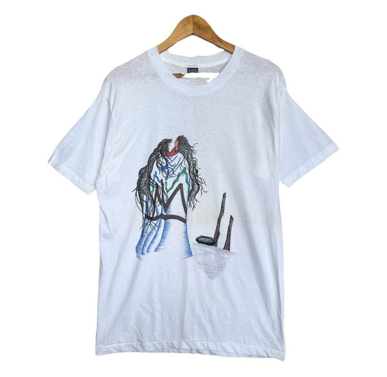 Band Tees × Vintage Vintage 90s BVD Art Tee Vintage White Art Tee Large Size US L / EU 52-54 / 3 - 1 Thumbnail