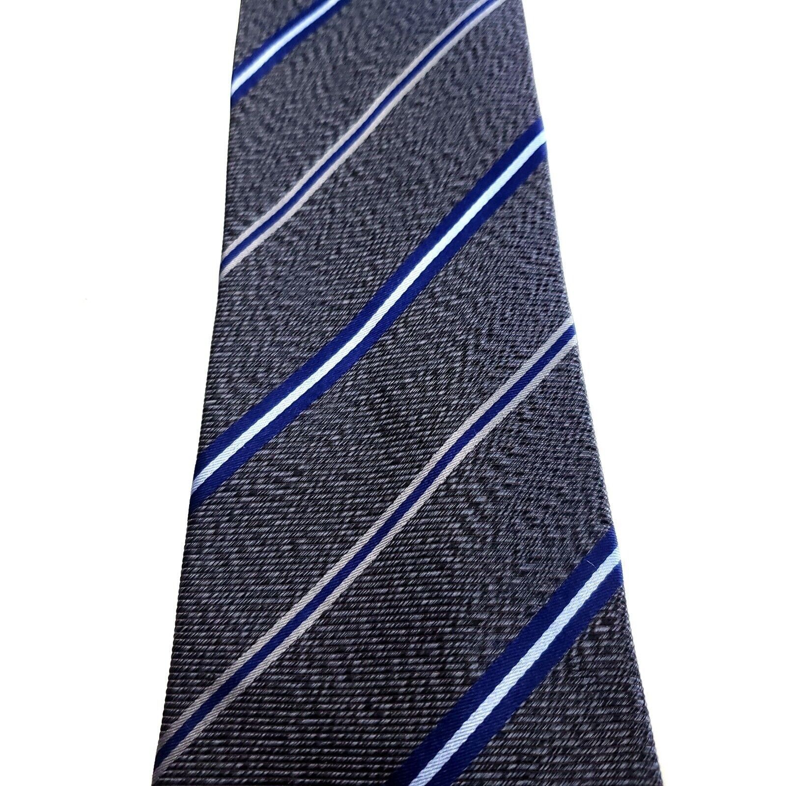 Bcbgmaxazria BCBG Maxazria Gray Silk Tie Woven Striped Size ONE SIZE - 2 Thumbnail