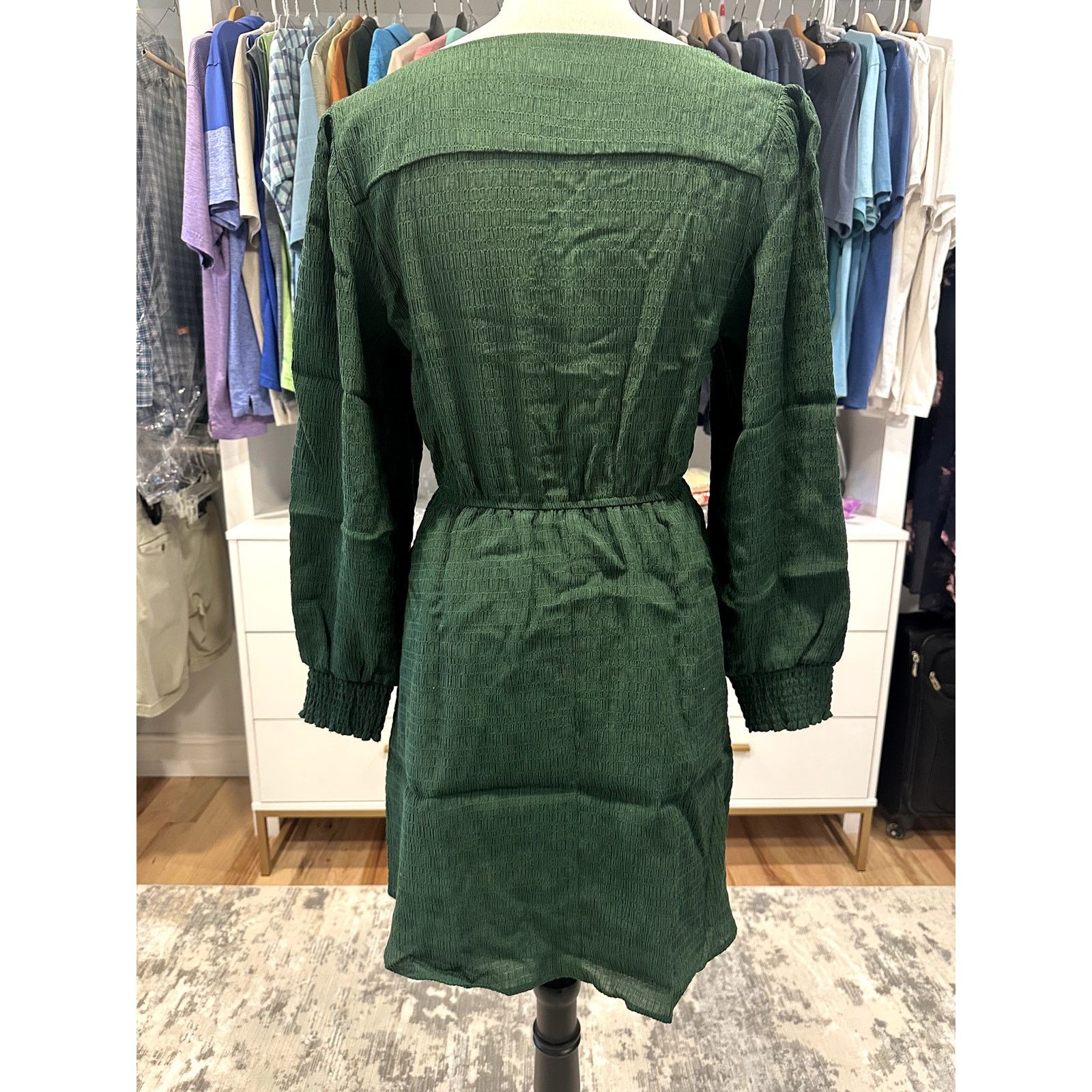 BB Dakota BB Dakota Forest Green Textured Long Sleeve Dress Boho SNWOT Size S / US 4 / IT 40 - 7 Thumbnail