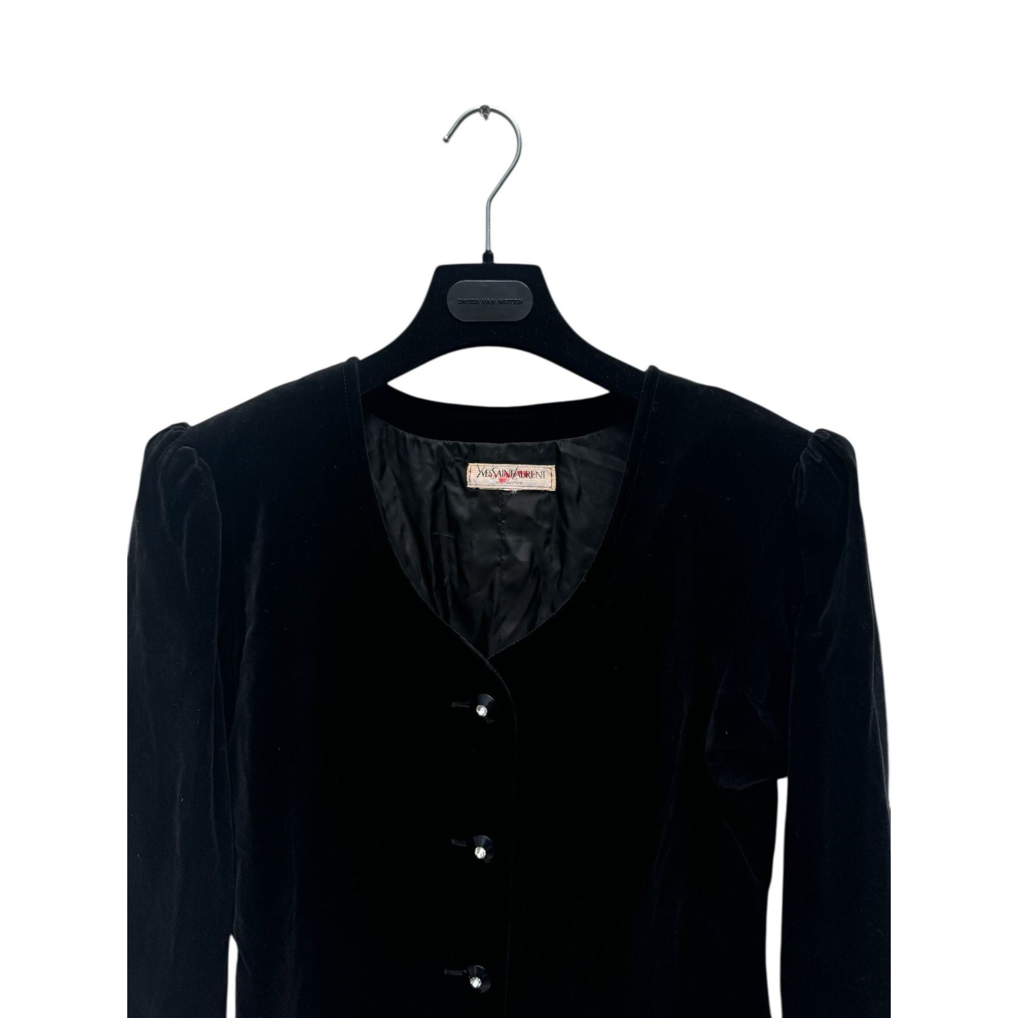 Yves Saint Laurent Black Velvet Corduroy Dress Size M / US 6-8 / IT 42-44 - 4 Thumbnail