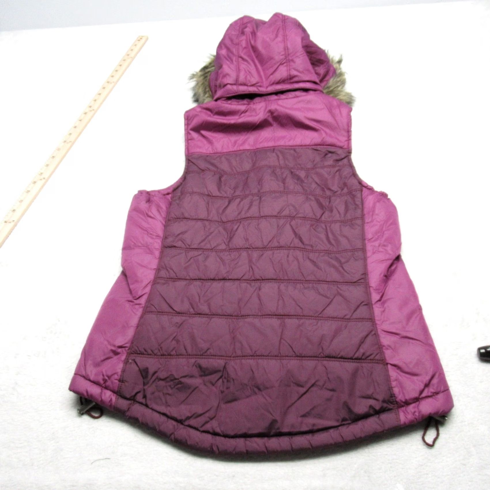 American Eagle Outfitters American Eagle Vest Puffer Womens Medium Purple Faux Fur Hood Trim Full Zip Size M / US 6-8 / IT 42-44 - 3 Thumbnail