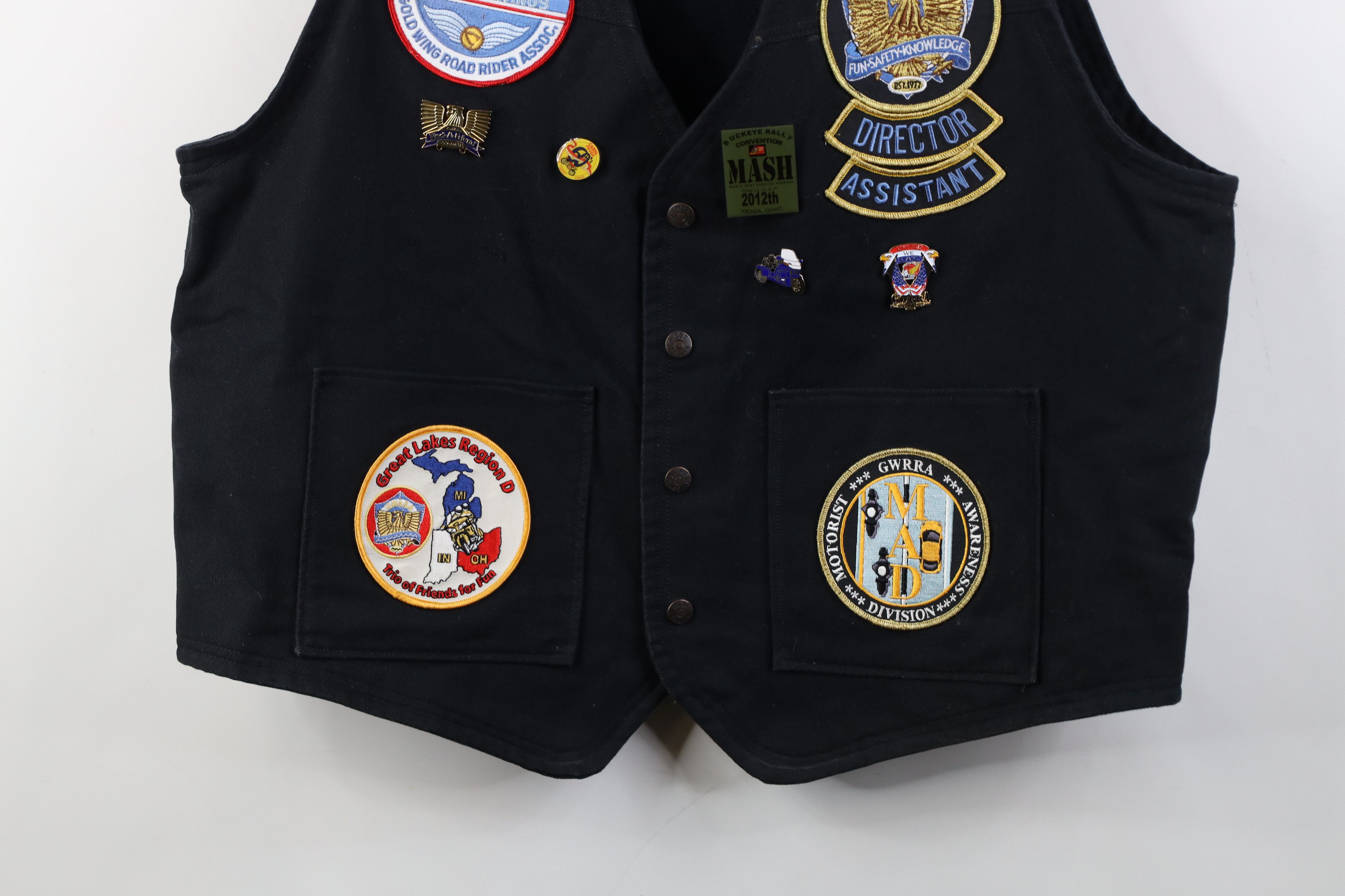 Vintage Vintage Wings GWRRA Button Motorcycle Vest Jacket Black Size US XL / EU 56 / 4 - 3 Thumbnail