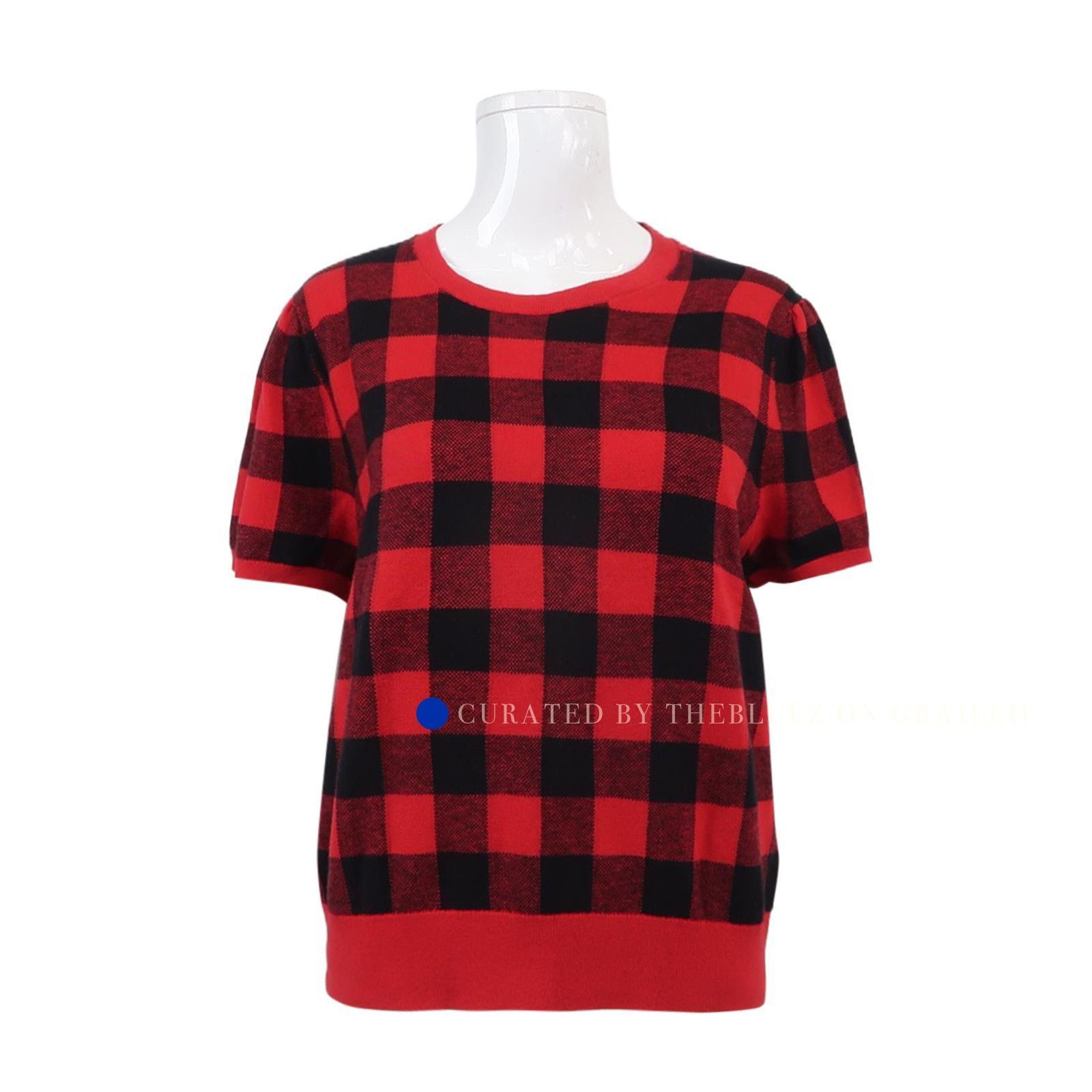 Polo Ralph Lauren Red and Black Plaid Knit Sweater Size US XXL / EU 58 / 5 - 1 Thumbnail