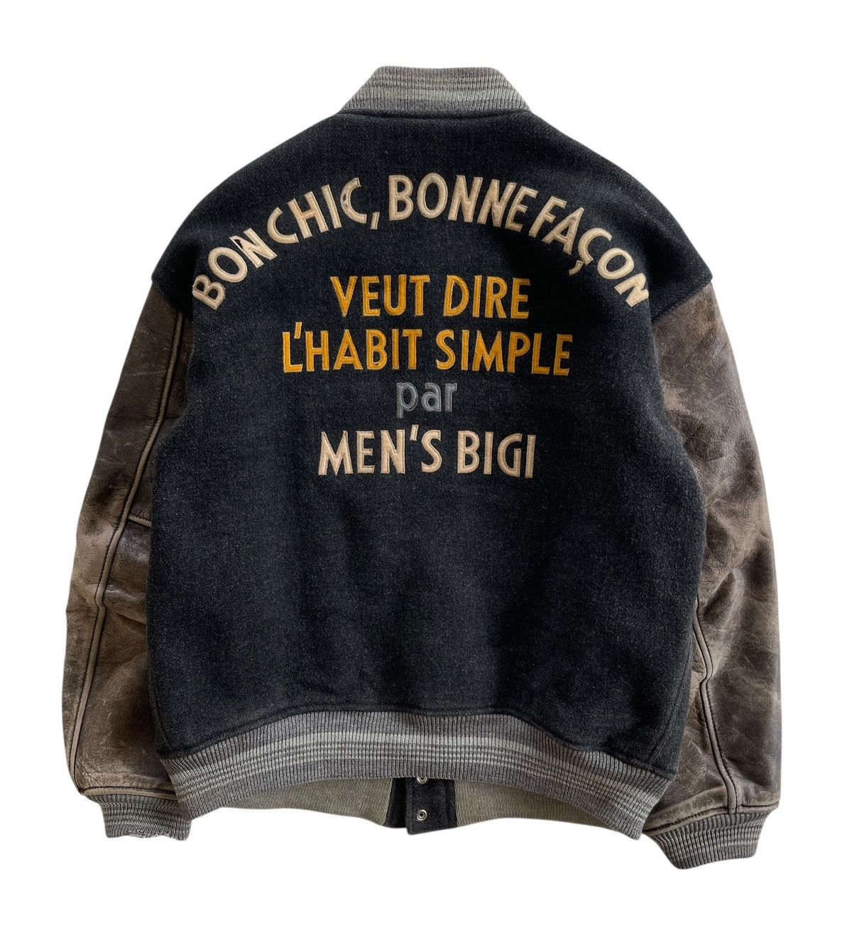 BIGI Mens Bigi Distressed Varsity Jacket Size US L / EU 52-54 / 3 - 3 Thumbnail