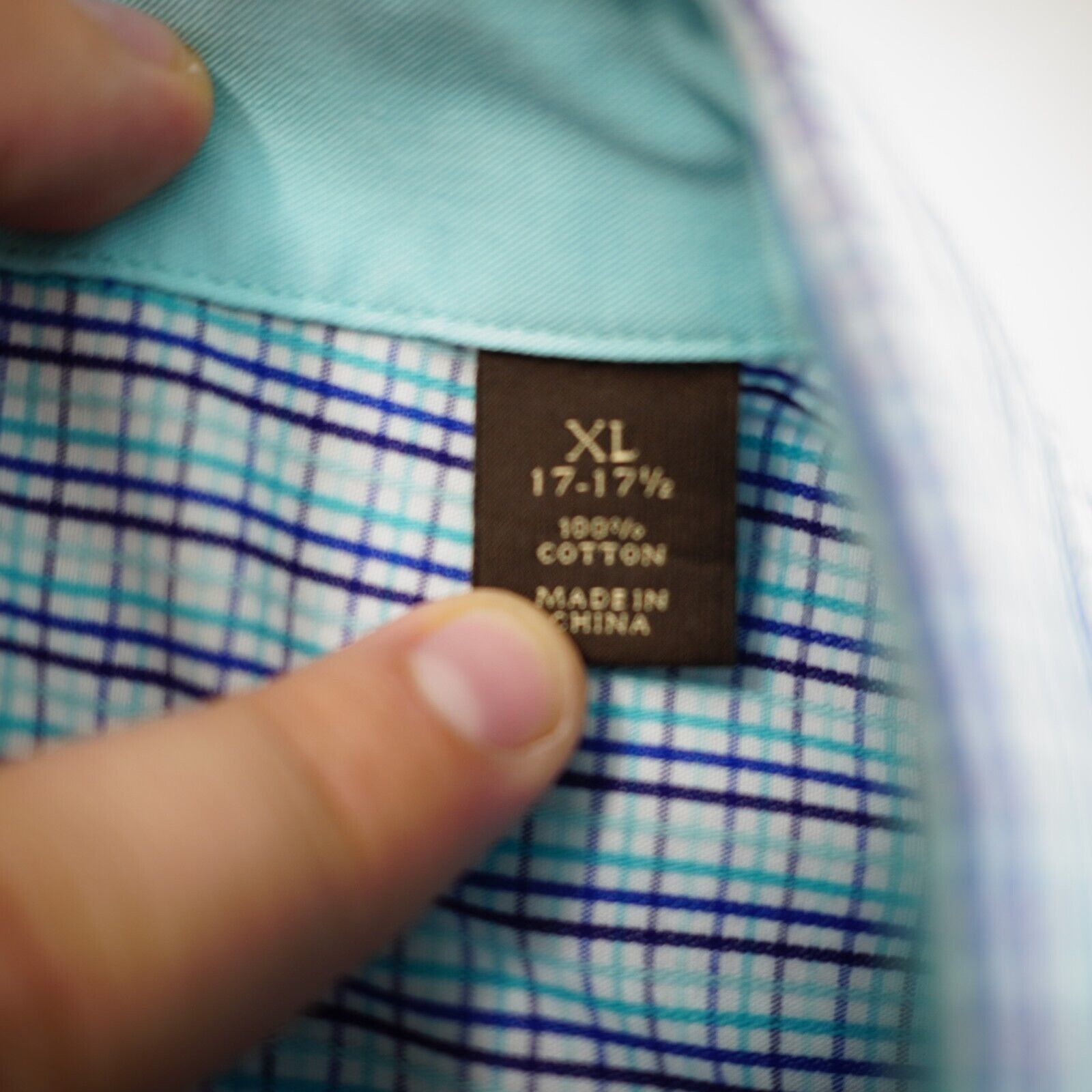 Tasso Elba Tasso Elba XL 17-17.5 Teal Purple White Check Pocket Front C Size US L / EU 52-54 / 3 - 11 Thumbnail