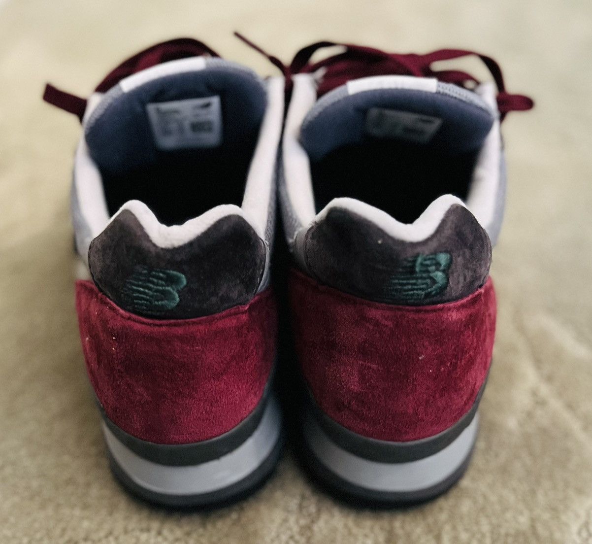 New Balance Men’s New Balance 996 Connoisseur Grey Burgundy Sz 10-1/2 Size US 10.5 / EU 43-44 - 4 Thumbnail