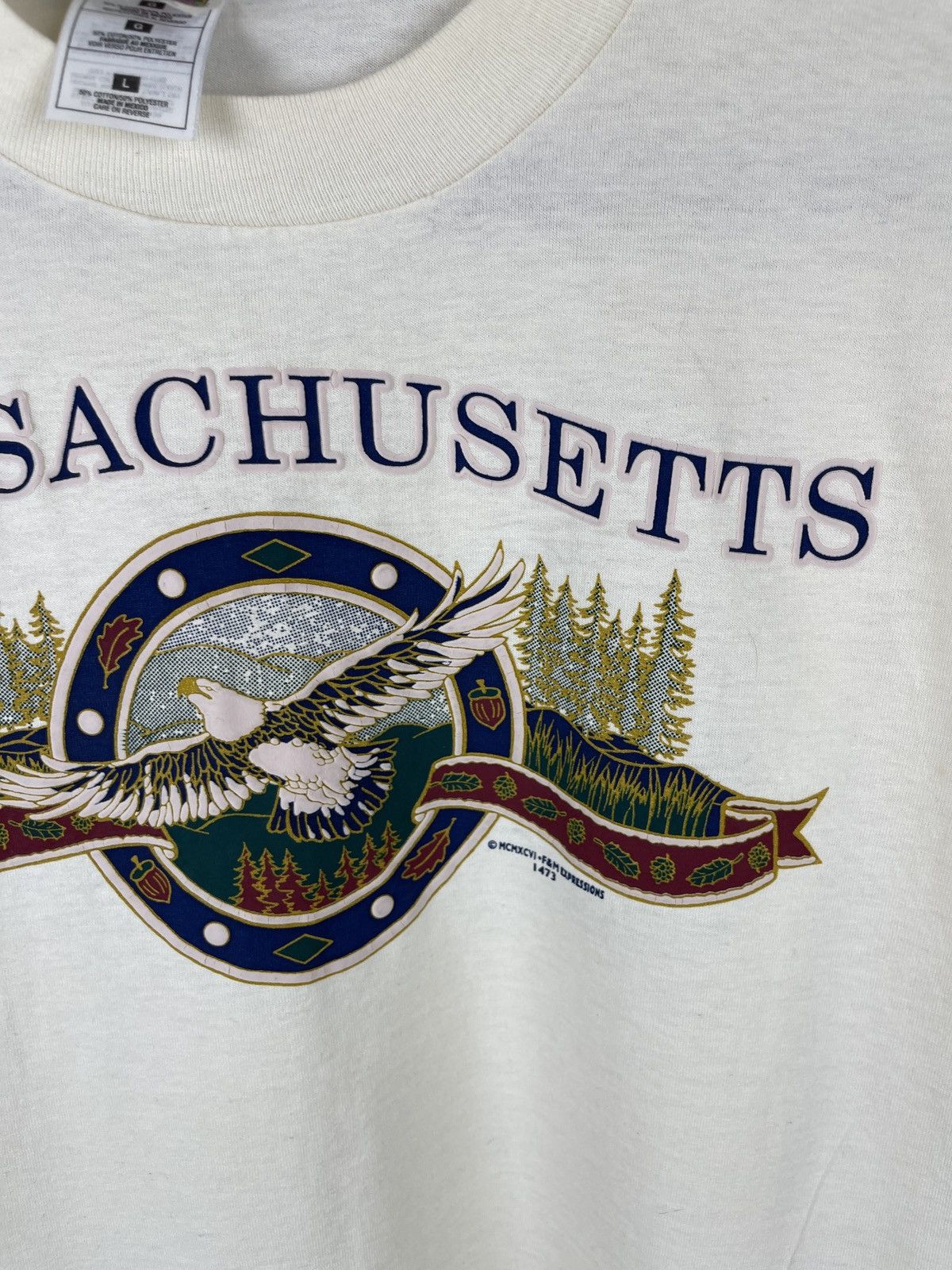Vintage FotL vintage 90s Massachusetts big logo single stitch tee Size US L / EU 52-54 / 3 - 7 Thumbnail