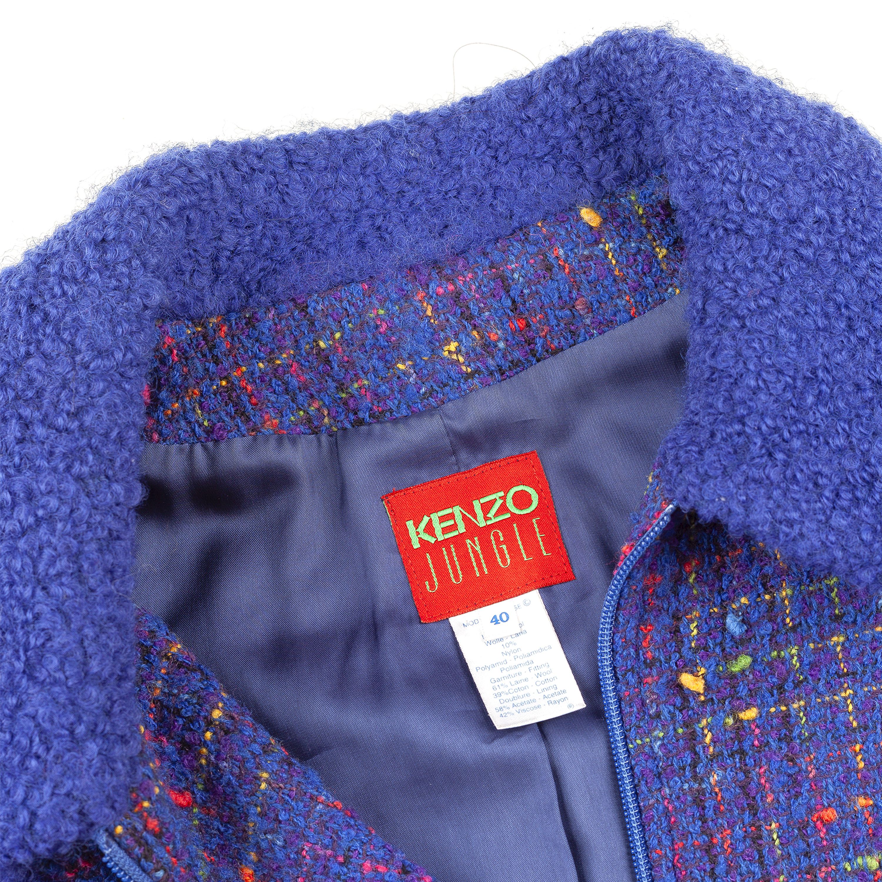 Kenzo Kenzo Jungle Vintage Blue Tweed Wool Cropped Jacket (M) Size M / US 6-8 / IT 42-44 - 3 Thumbnail