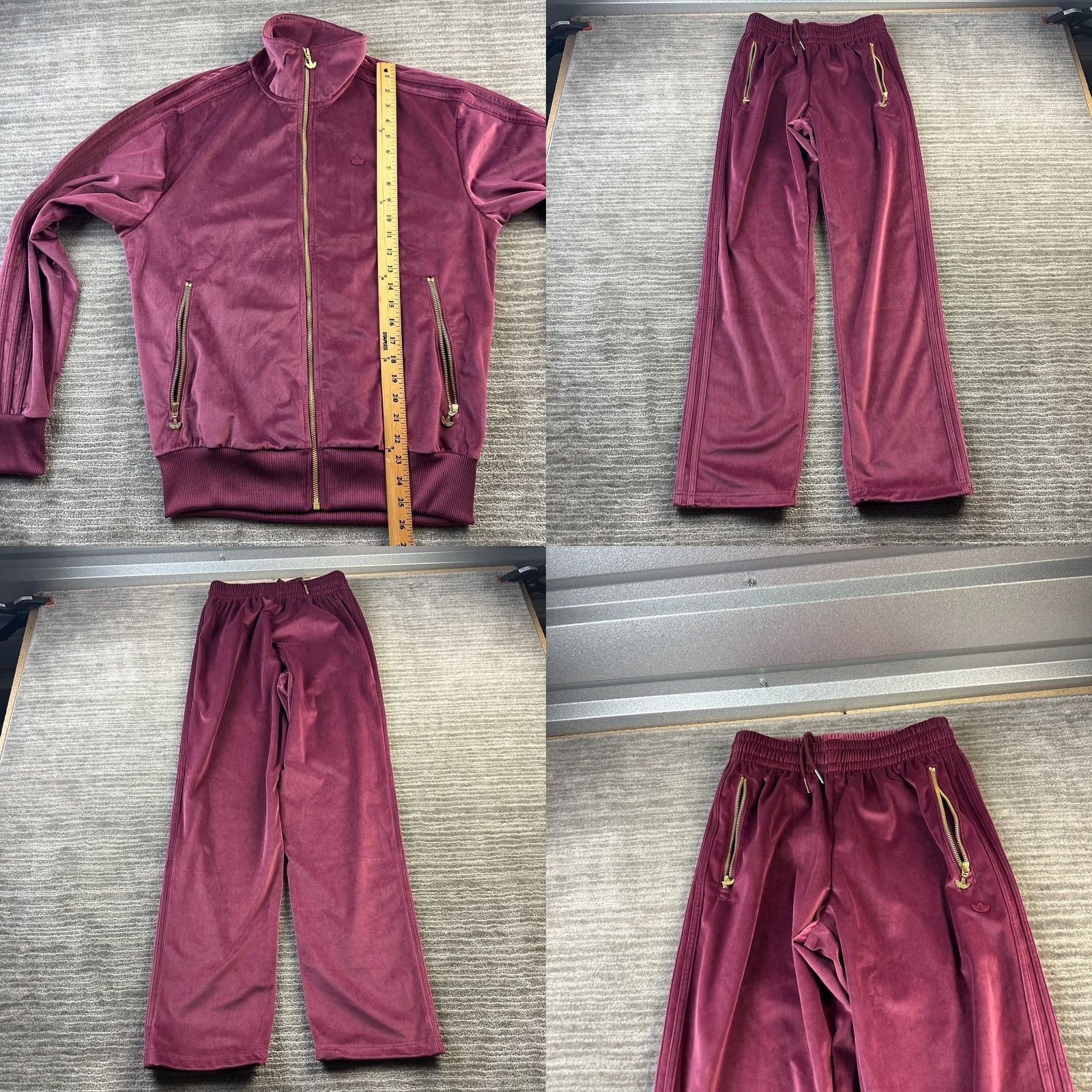 Adidas Adidas Sweatsuit Mens Small Velour 2PC Jacket Pants Set Firebird Originals Track Jacket Pockets Logo Red Regular Cotton Polyester Zippered N/A Size 36R - 9 Thumbnail