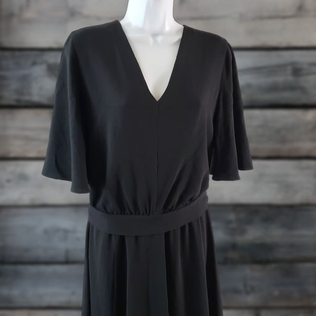 dress the population louisa DRESS THE POPULATION Louisa Dark Magenta Deep V Butterfly Sleeve Dress Size  Small NEW