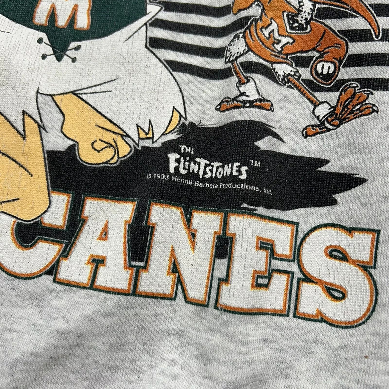 NCAA × Vintage MIAMI HURRICANES x THE FLINTSTONES 1993 SWEATSHIRT DELTA Size US XL / EU 56 / 4 - 3 Thumbnail