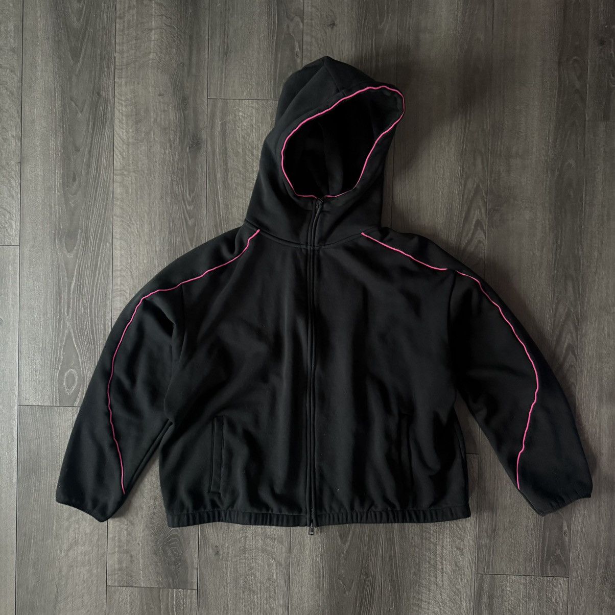 H&M H&M Black Zip-Up Hoodie w/ Pink Contrast XXL Size US XXL / EU 58 / 5 - 1 Thumbnail