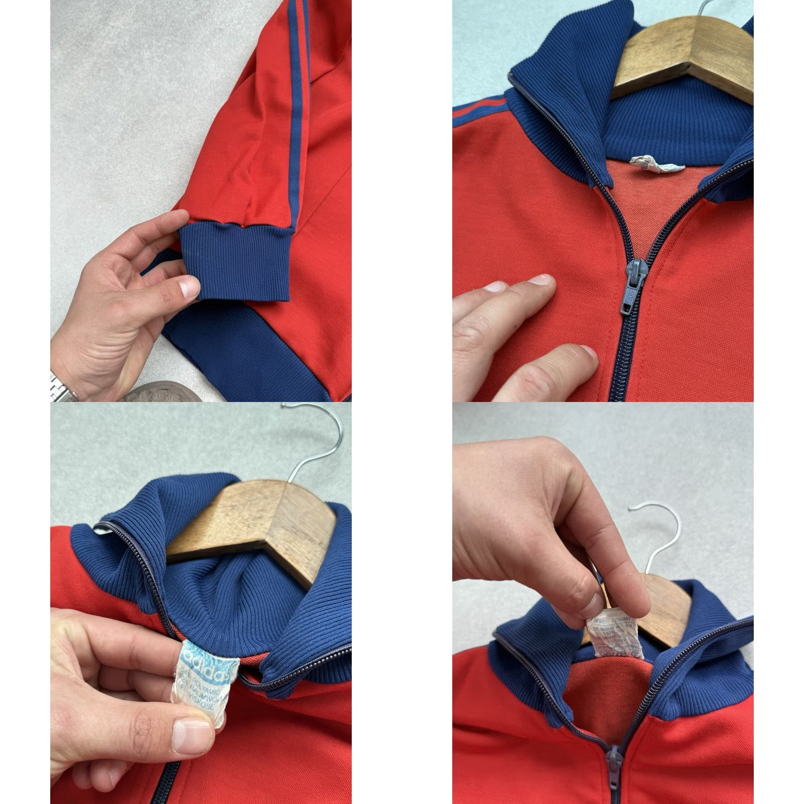 Adidas VINTAGE Adidas West Germany Track Jacket Red Mens M-L Zip Pockets 80s Sports Full Zip Wool? Size US M / EU 48-50 / 2 - 8 Thumbnail