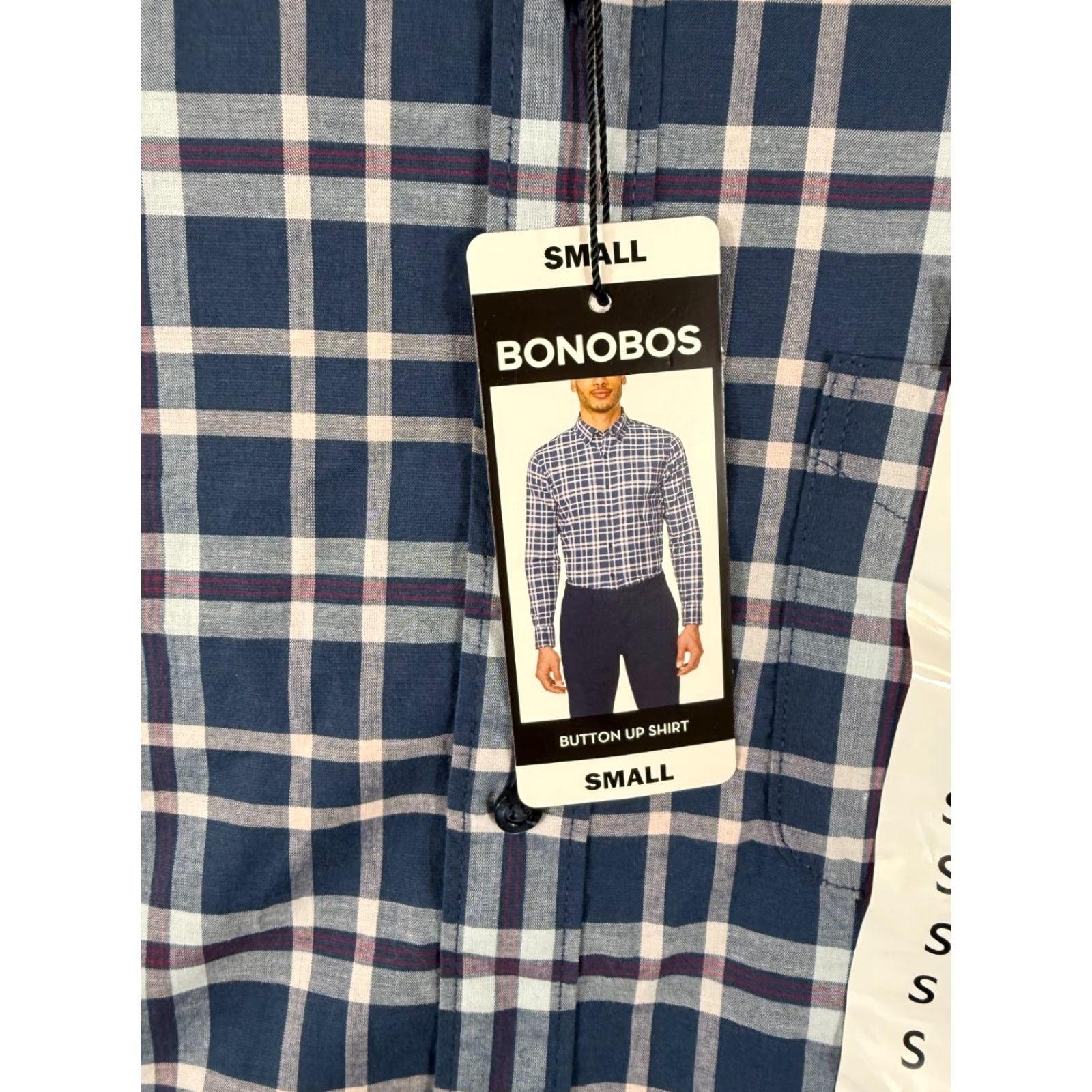 Bonobos Bonobos Button Up Shirt Mens Small Blue White Plaid Stretch Long Sleeve NWT Size US S / EU 44-46 / 1 - 5 Thumbnail