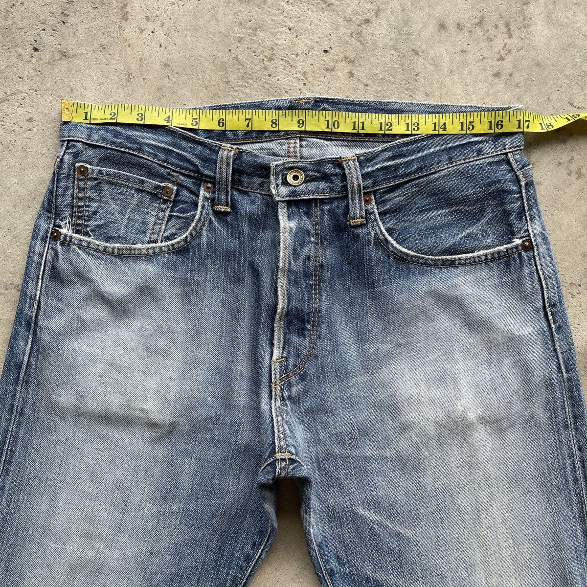 Edwin × Jean × Vintage Vintage Faded Edwin 505 Orange Tag Jeans Pants Distressed Size US 34 / EU 50 - 5 Thumbnail
