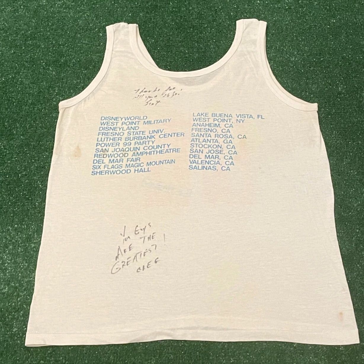 Disney VINTAGE Exposé 1988 Tour Shirt Tank Top Signed White M Men 80s Disney Pleasure Island Concert M Mens Size US M / EU 48-50 / 2 - 2 Thumbnail